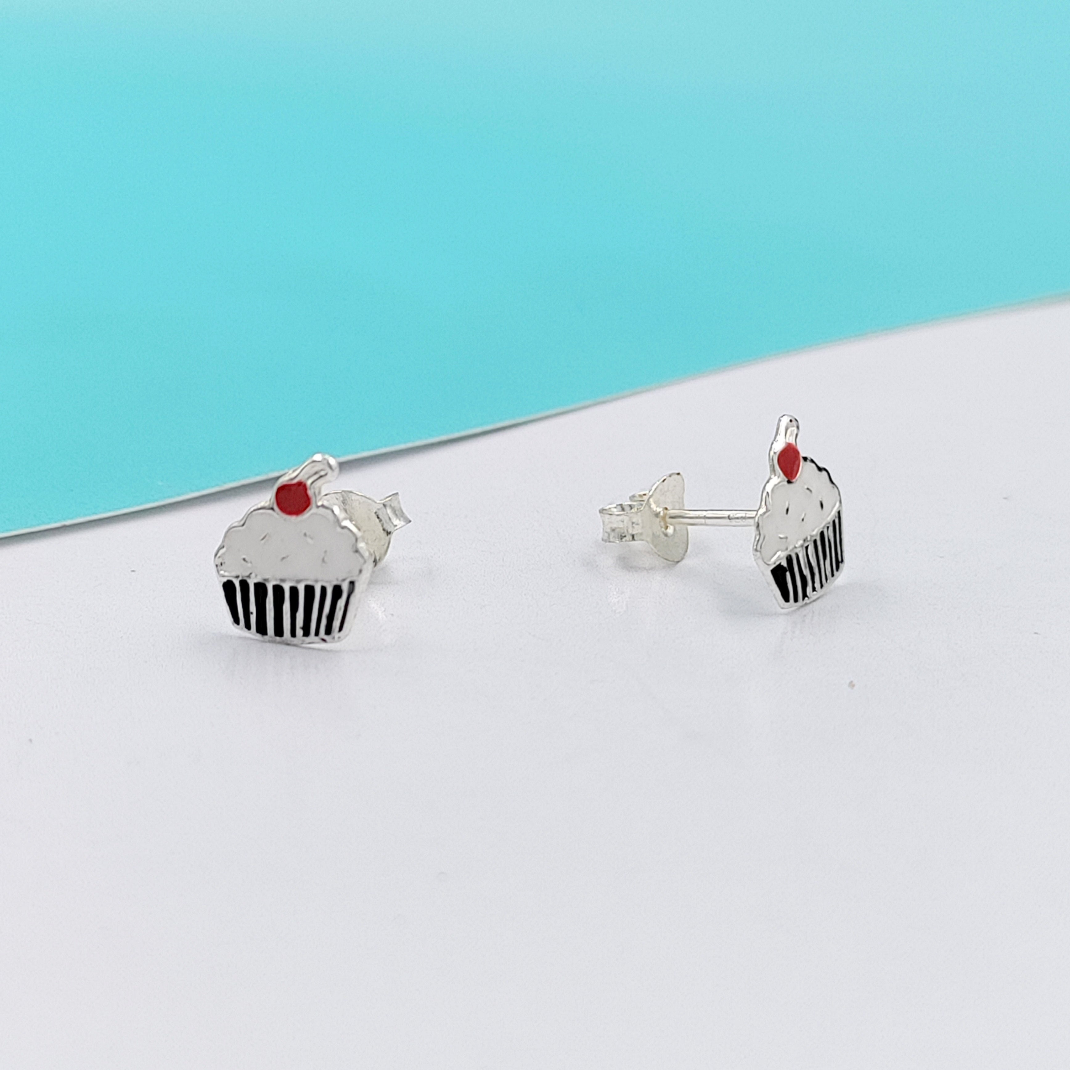925 Sterling Silver Cute Ice Creame Ear Studs Tiny Earrings Food Enamel Ear Studs Earrings