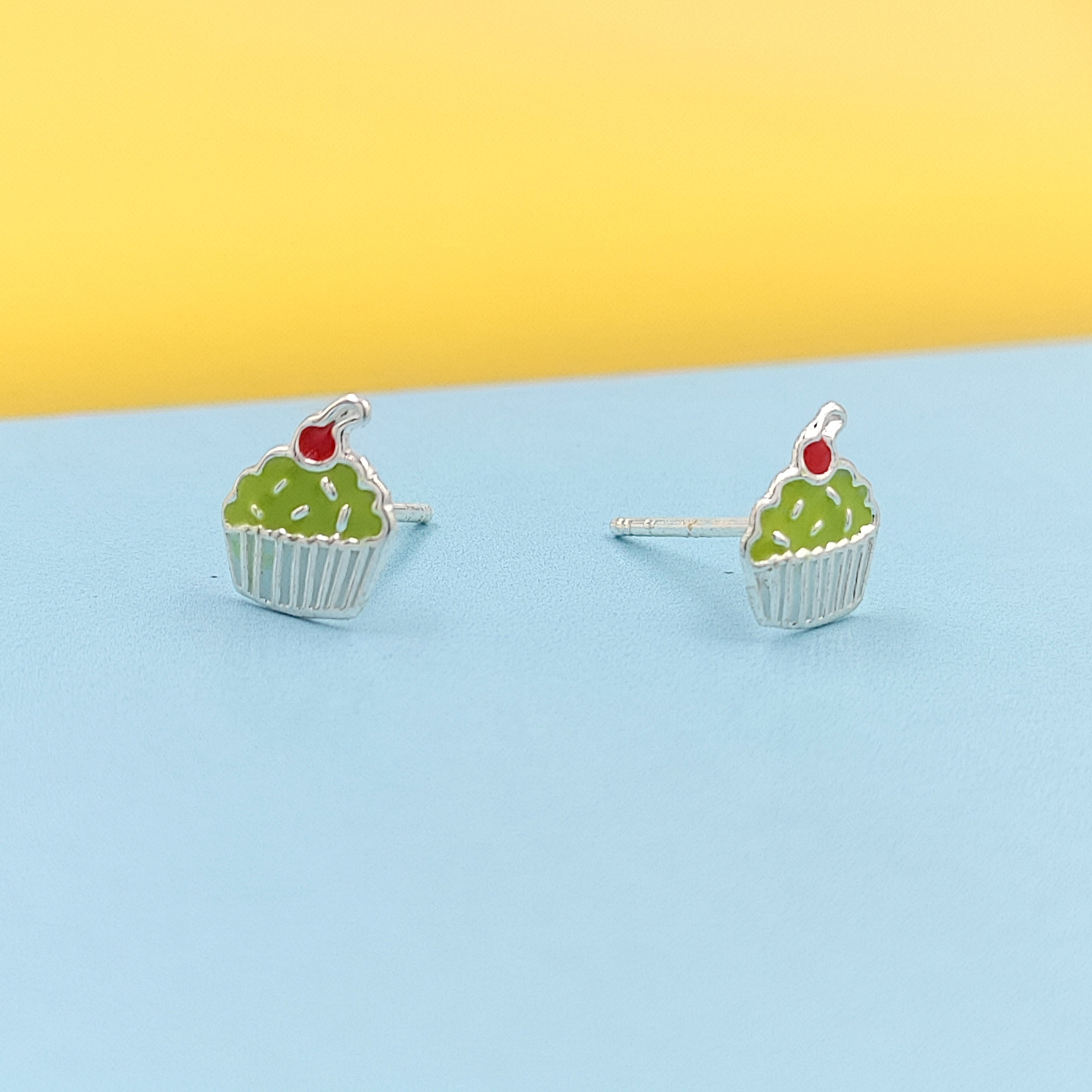 925 Sterling Silver Cute Ice Creame Ear Studs Tiny Earrings Food Enamel Ear Studs Earrings Minimalist Handmade Gift for foody