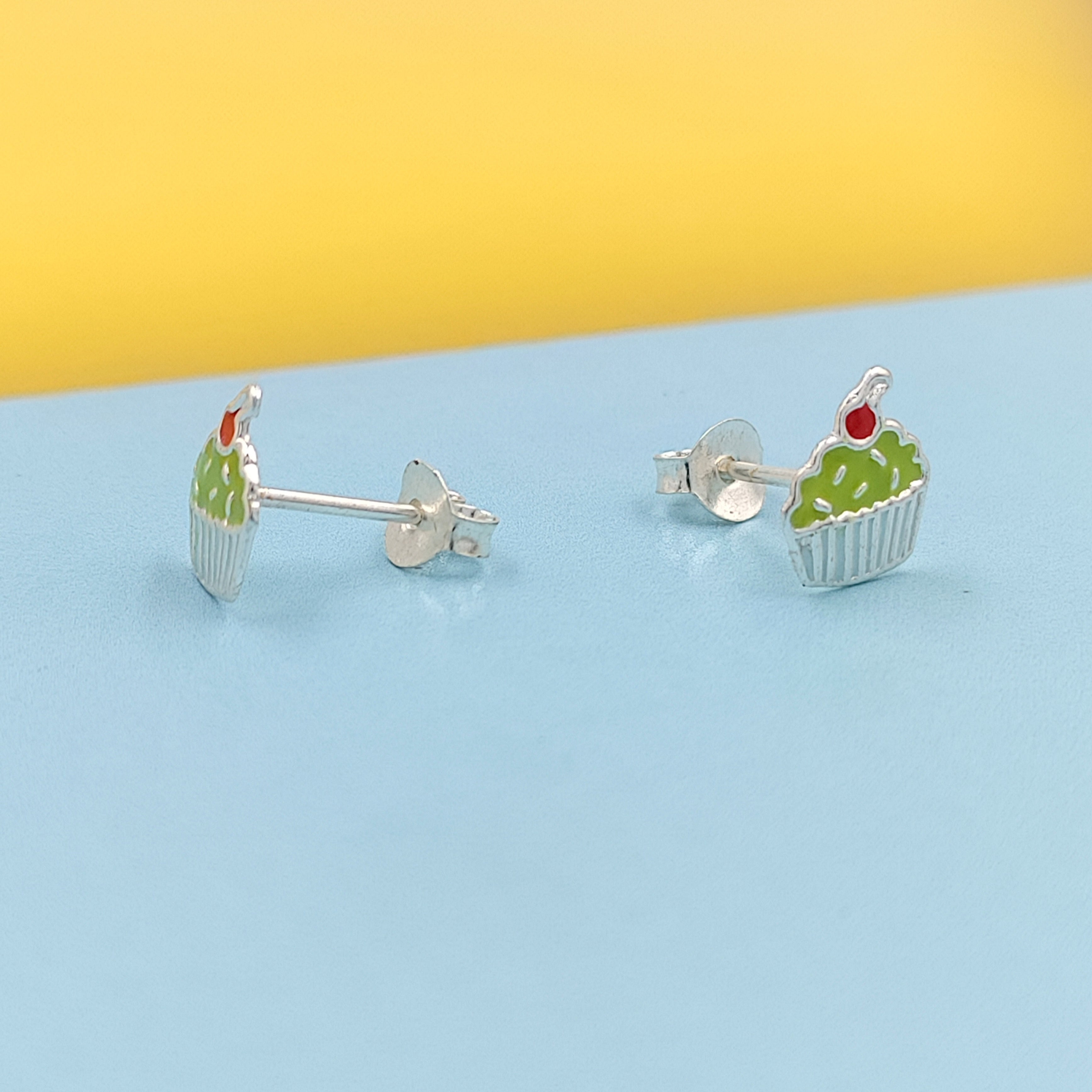 925 Sterling Silver Cute Ice Creame Ear Studs Tiny Earrings Food Enamel Ear Studs Earrings Minimalist Handmade Gift for foody