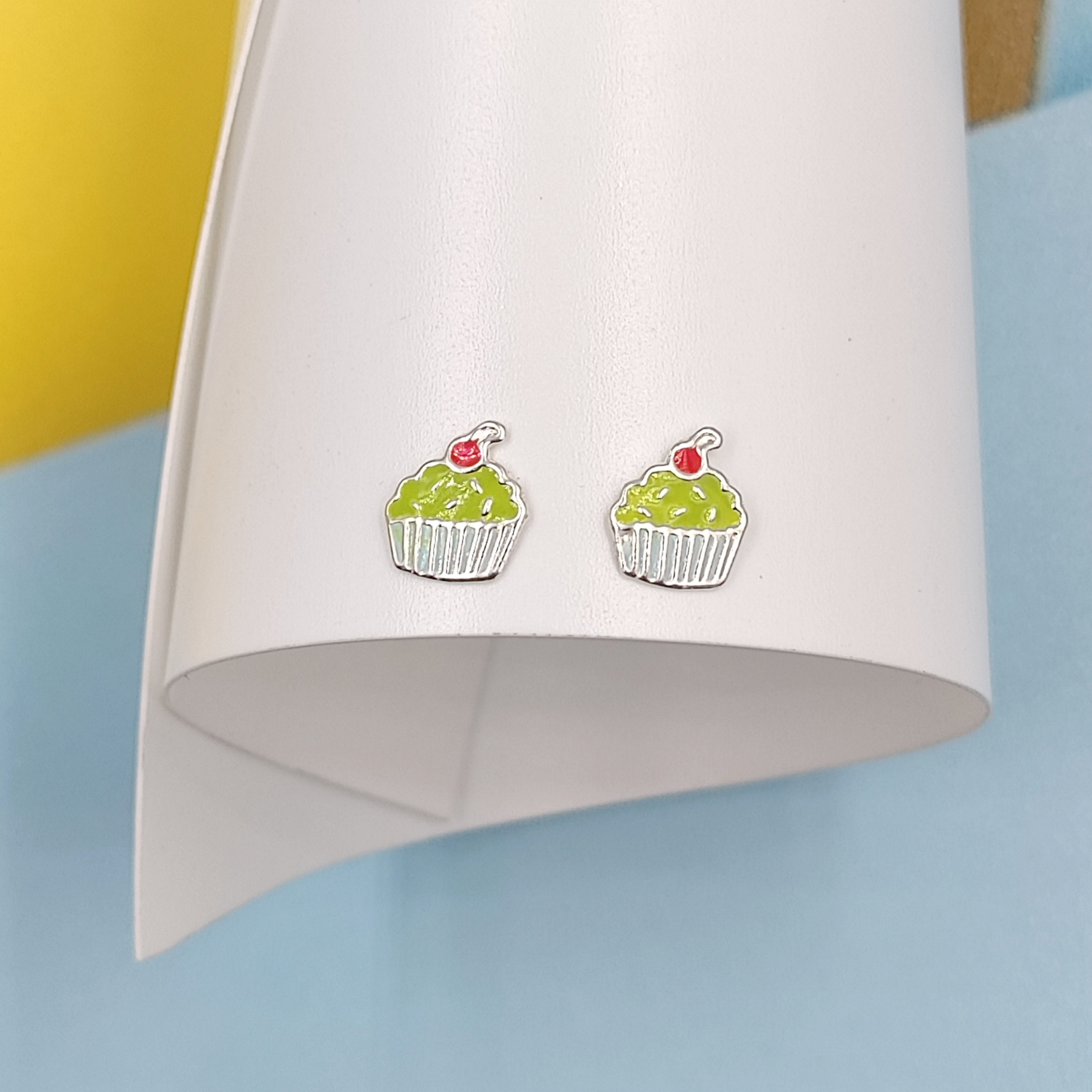 925 Sterling Silver Cute Ice Creame Ear Studs Tiny Earrings Food Enamel Ear Studs Earrings Minimalist Handmade Gift for foody