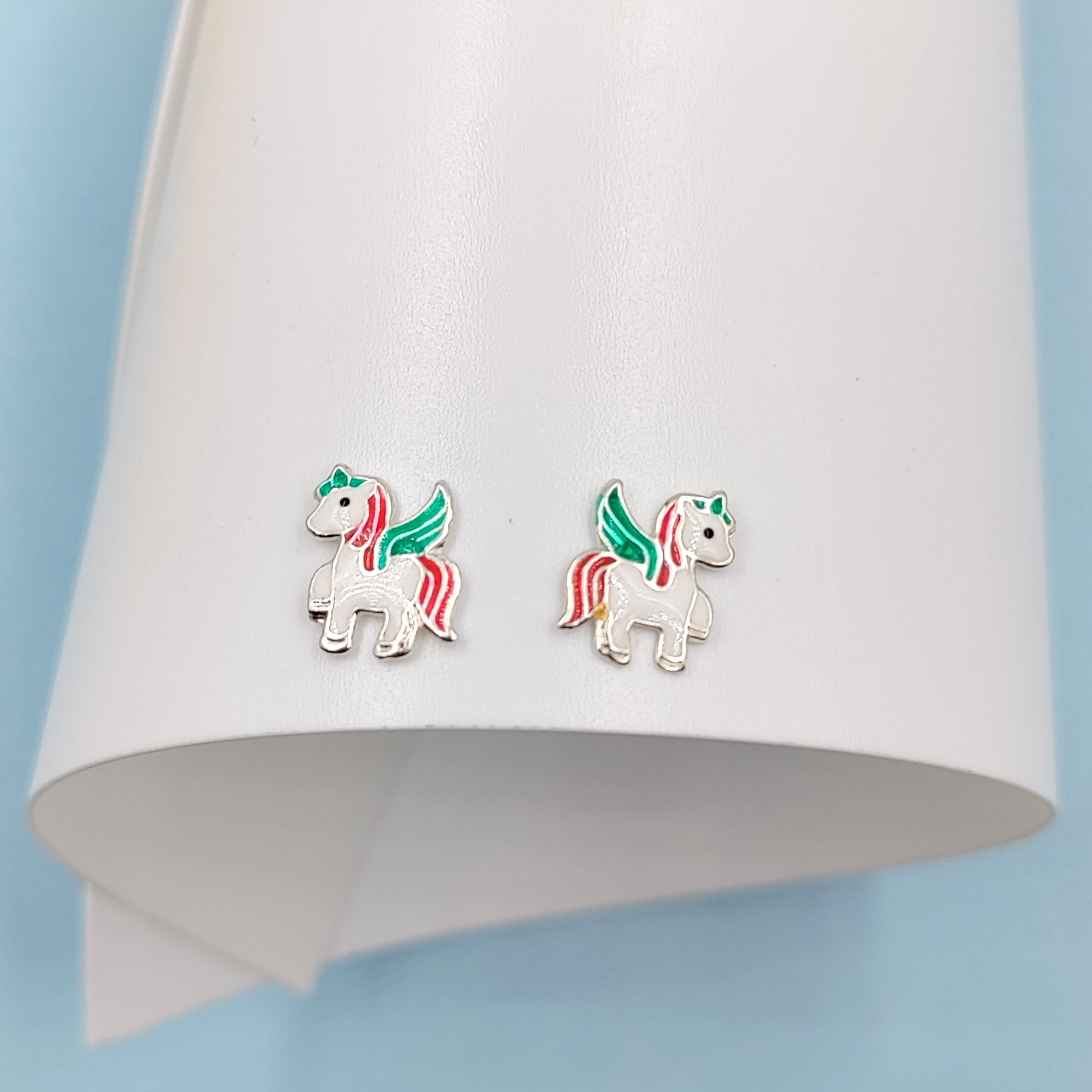 925 Sterling Silver Unicorn Studs Earrings Tiny Colorfull Animal Stud Earrings Minimalist Handmade Gift For Girls
