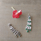 Green Chandelier 925 Sterling Silver Cubic Zirconia Green Embellished Dangler Drop Pattern Earrings Minimalist Handmade Gift