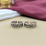 925 Silver Toe Ring Set Adjustable Floral Design Handmade Indian Ethnic Body Jewelry for Women