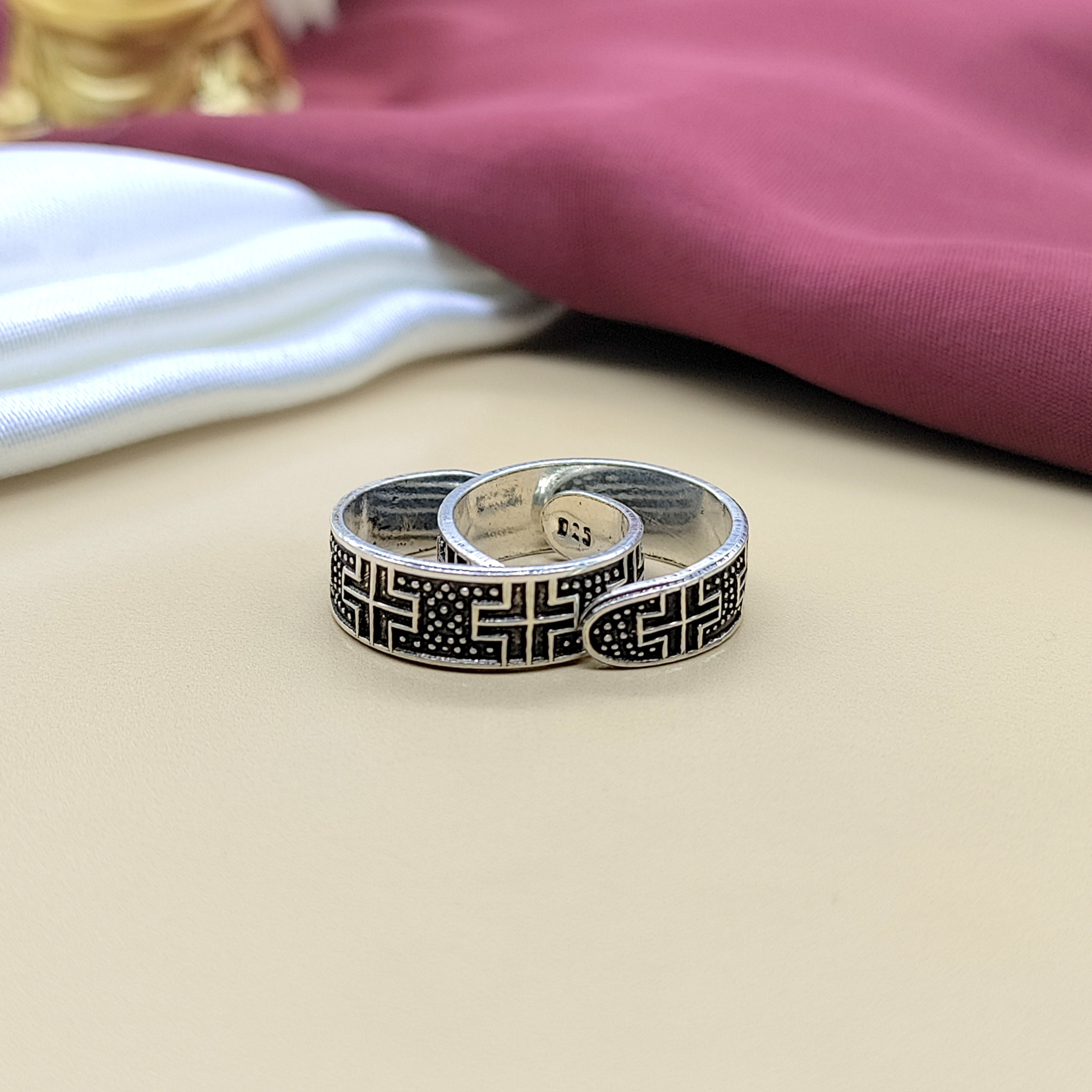 925 Solid Silver Oxidised Toe Ring Set Adjustable Handmade Ethnic Jewellery for Women