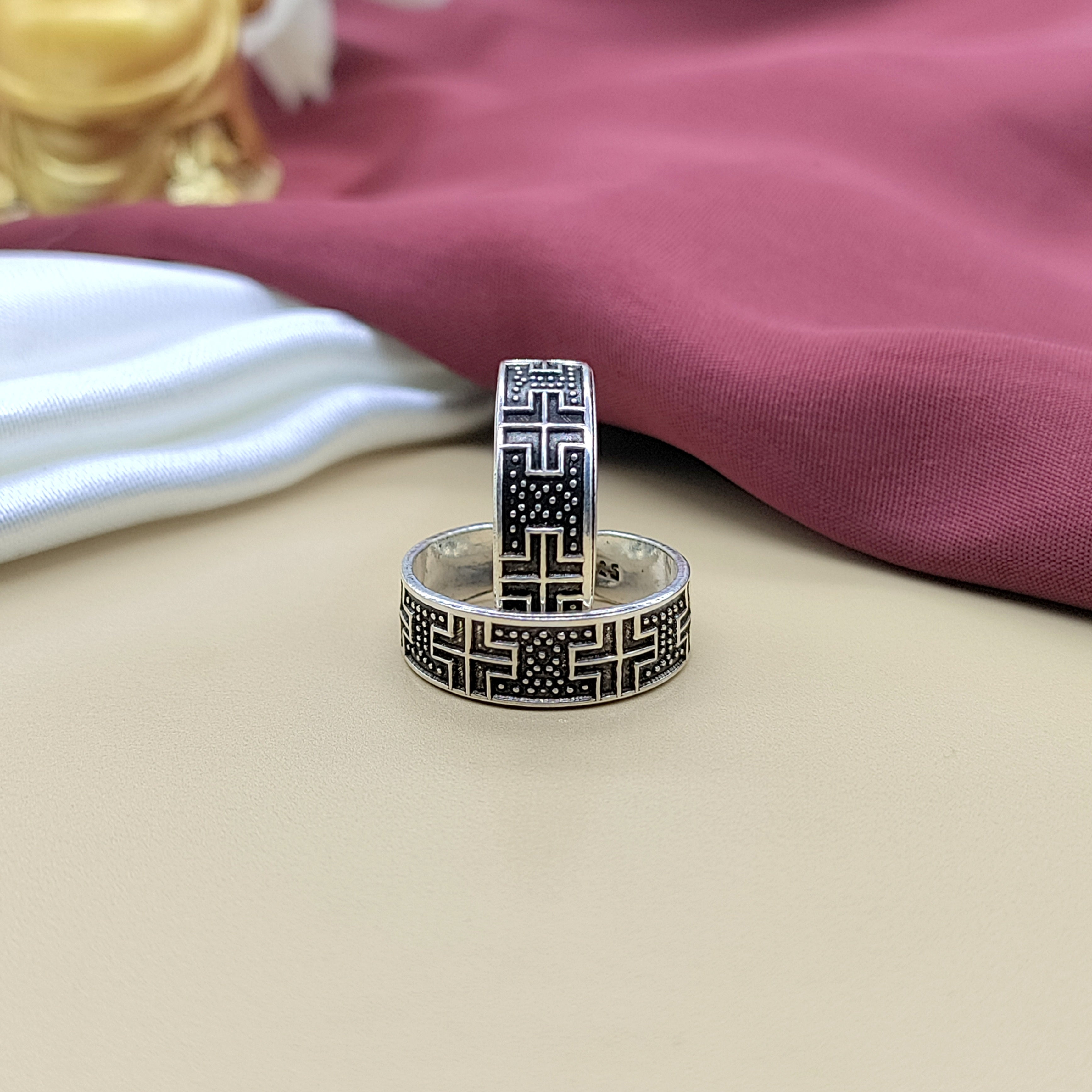 925 Solid Silver Oxidised Toe Ring Set Adjustable Handmade Ethnic Jewellery for Women