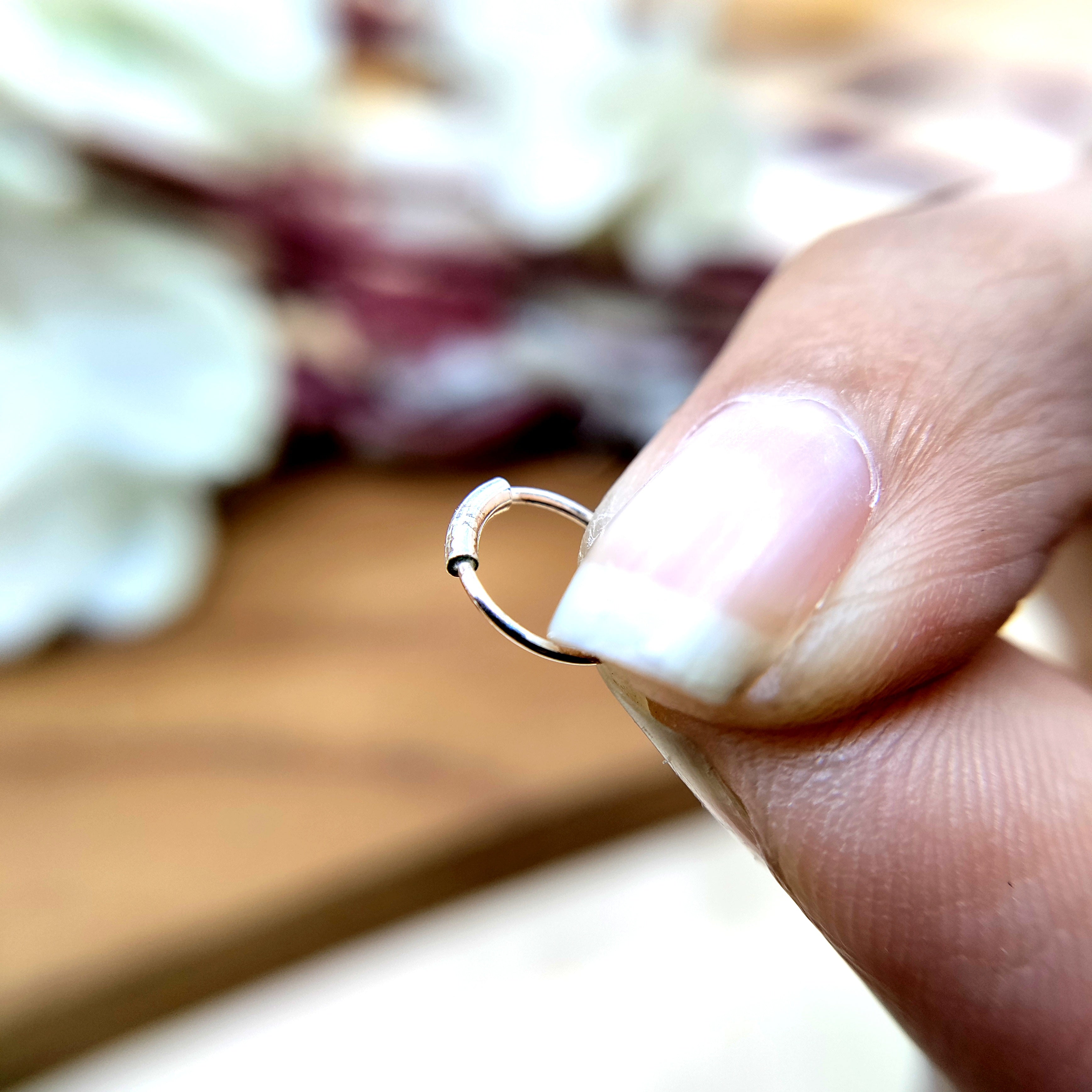 Silver Nose pin 925 Sterling Silver Body jewelry Boho Hippie Funky Jewellery Pierced Nose Clip Minimalist Handmade Gift