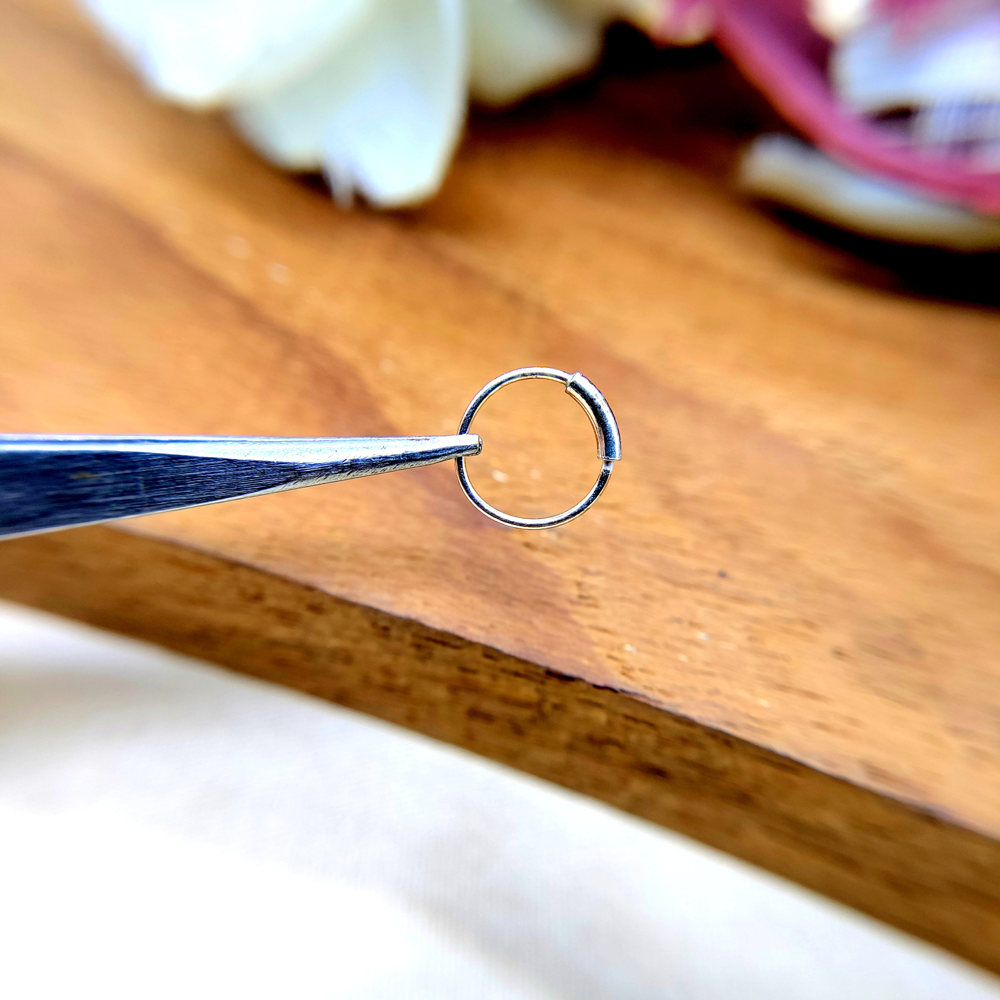 Silver Nose pin 925 Sterling Silver Body jewelry Boho Hippie Funky Jewellery Pierced Nose Clip Minimalist Handmade Gift