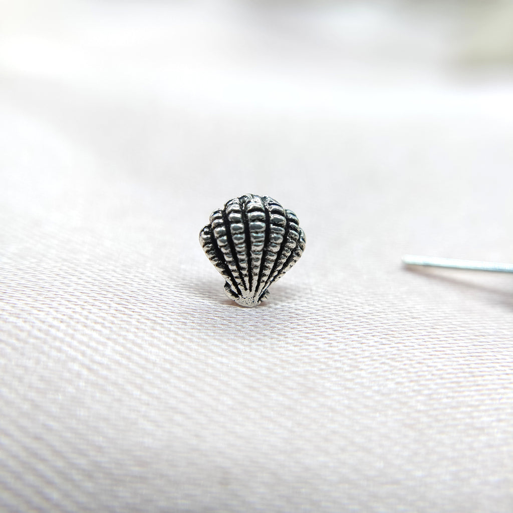 Pearl Shell Stud Earrings Dainty Sea Scallop Studs Cornish Shell Earrings Nautical Earring Handmade Studs with Pushback 925 Sterling Silver