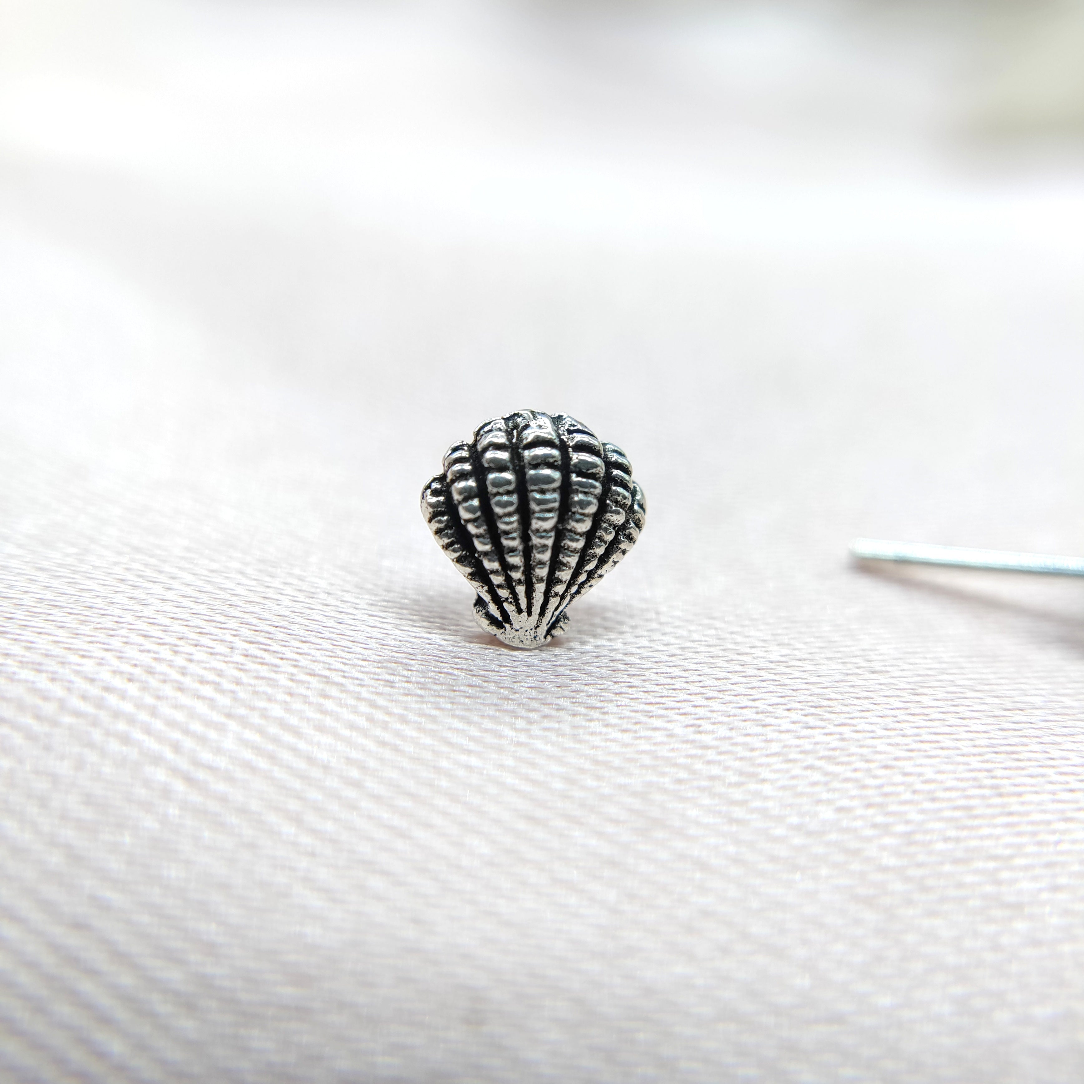 Pearl Shell Stud Earrings Dainty Sea Scallop Studs Cornish Shell Earrings Nautical Earring Handmade Studs with Pushback 925 Sterling Silver