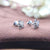 Sterling Silver 925 Cute CZ Flower Stud Earrings CZ Diamond Floral Sparkle Studs Minimalist Handmade Stud with Push back