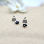 Sterling Silver 925 Pyramid Triangle Studs Earrings Every Day Wear Unisex CZ