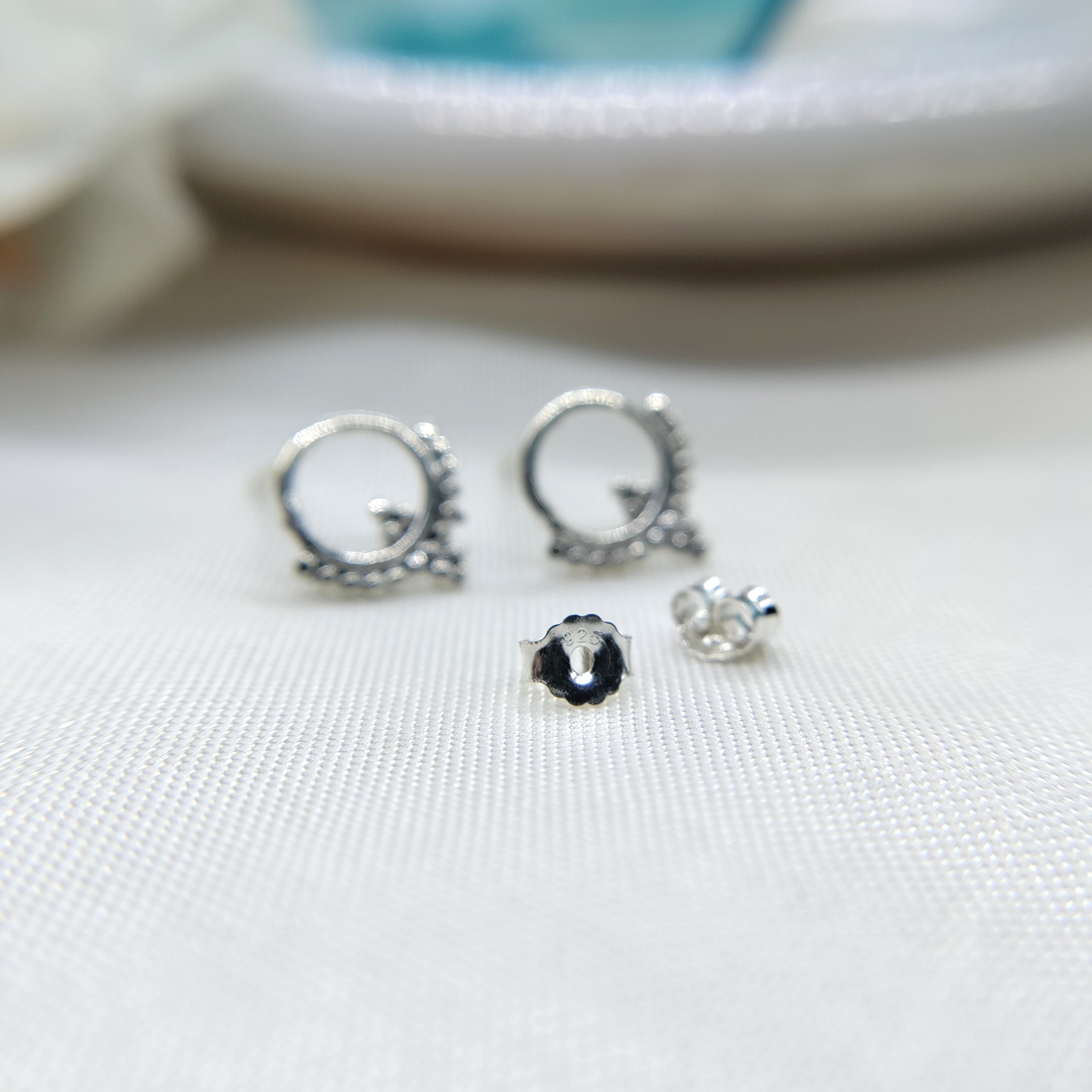 Cute Bali Stud Earring Oxidised Round Stud Indian Tribal Little Ear Stud Minimalist Handmade Stud Pushback Solid Silver 925