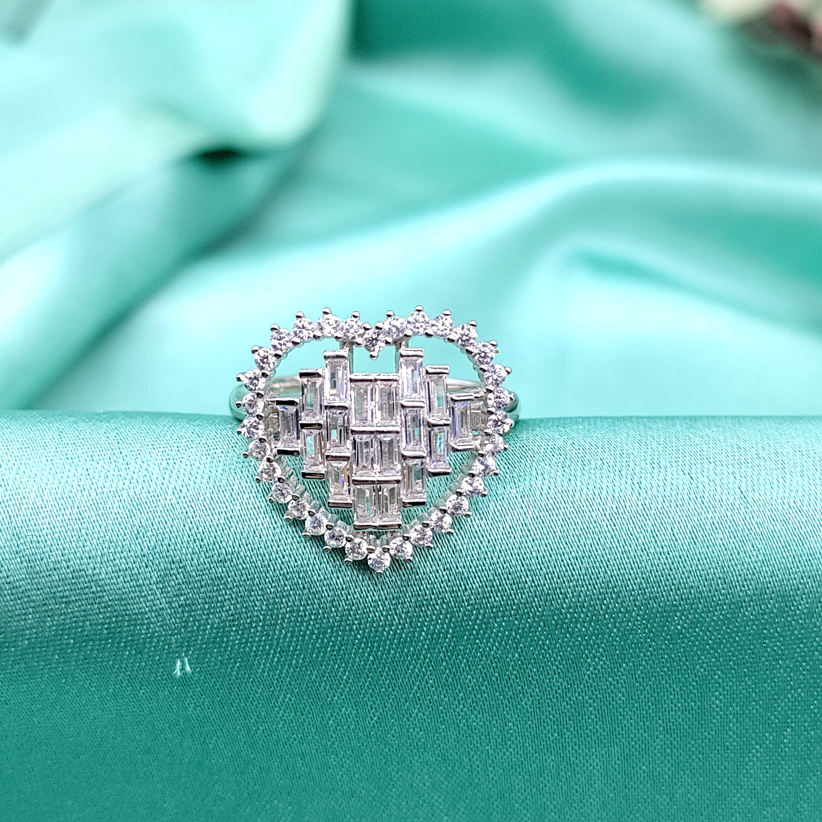 Big Heart Shape Ring Sparkling Cubic Zirconia Wedding Proposal Ring For Women(Size 18)