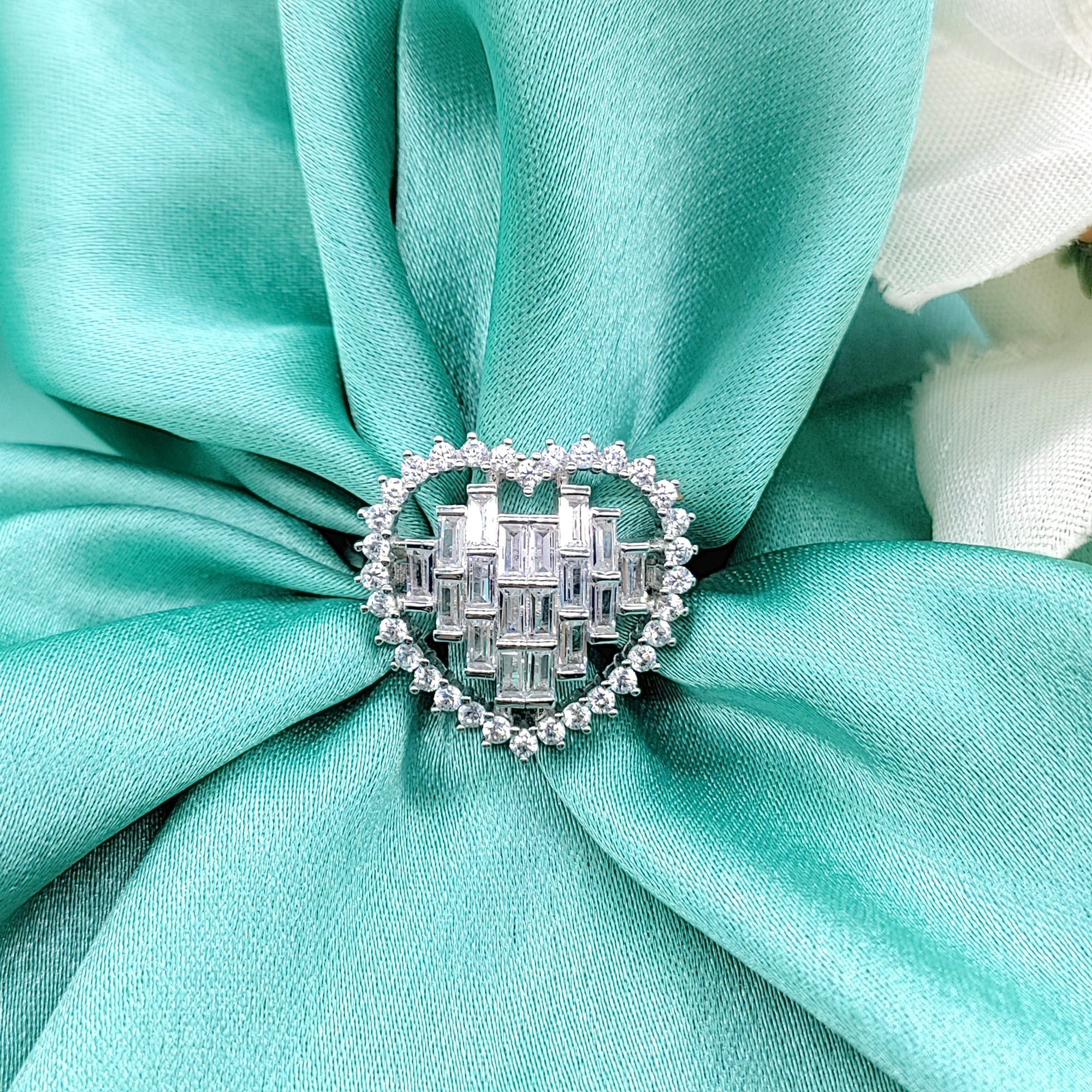 Big Heart Shape Ring Sparkling Cubic Zirconia Wedding Proposal Ring For Women(Size 18)