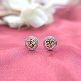 925 Sterling silver Ayurvedic Jewelry Om Earring Ohm Om Symbol Good Luck Yoga Mantra Earring Stud Minimalist Handmade Gift Studs Pushback