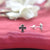 Oxidised Black Cross Stud Earrings for Men and Women Religious Earring Baptism Gift Handmade Pushback Stud 925 Sterling Silver Gift Stud