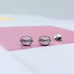 Sterling Silver 925 Cute Infinity in Round Design Stud Earrings Every Day Wear CZ Diamonds Minimalist Handmade Gift Studs with Push back