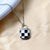 925 Sterling Silver Enameled Lock Design With CZ Outline Necklace Gift Black&White Checks