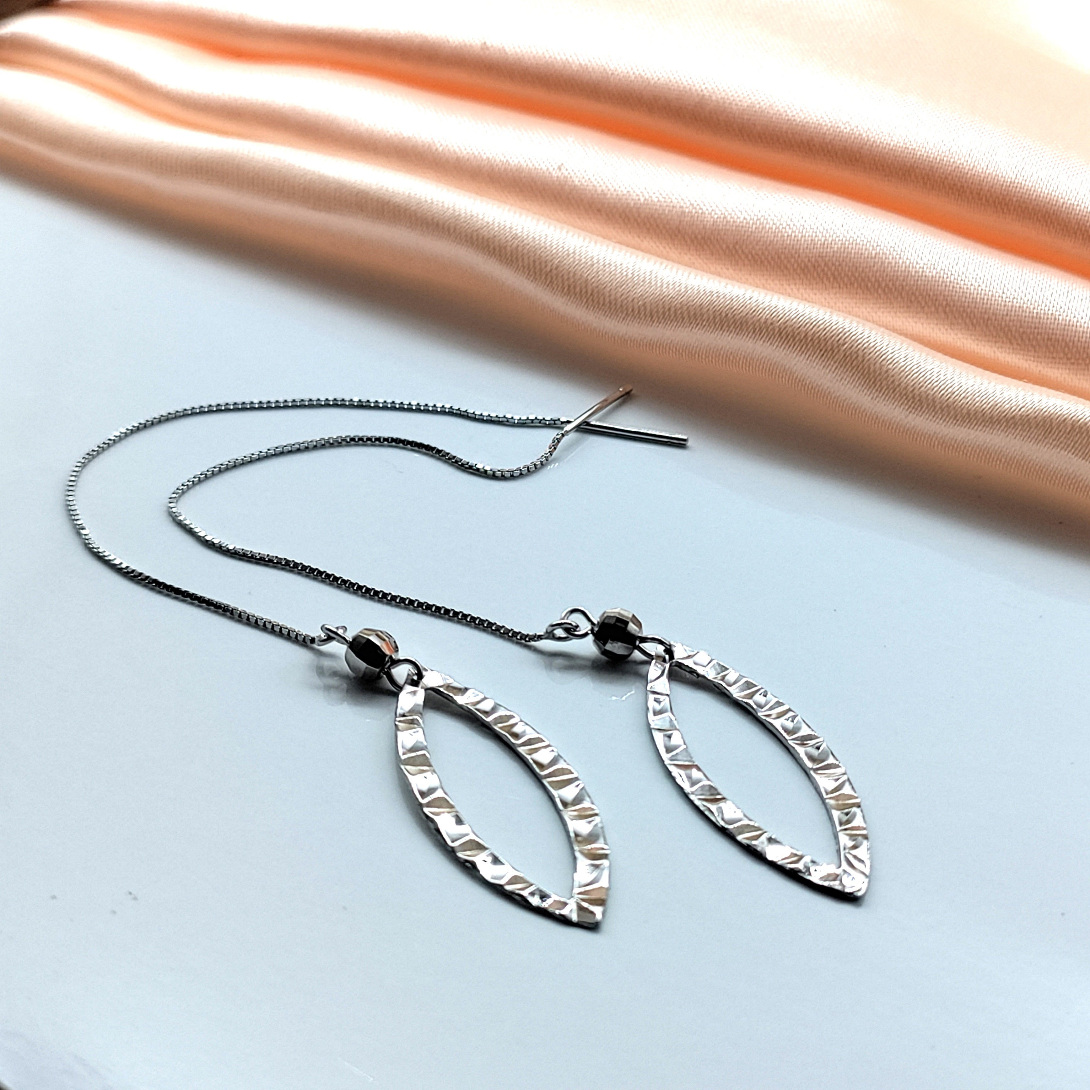 925 Sterling Silver Marquise Earrings Fancy String Stylish Party wear Earrings Minimalist Handmade Gift