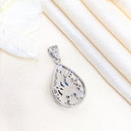 Peacock 925 Sterling Silver Pendant Pear Enamel and CZ Pendant Handmade Jewellery