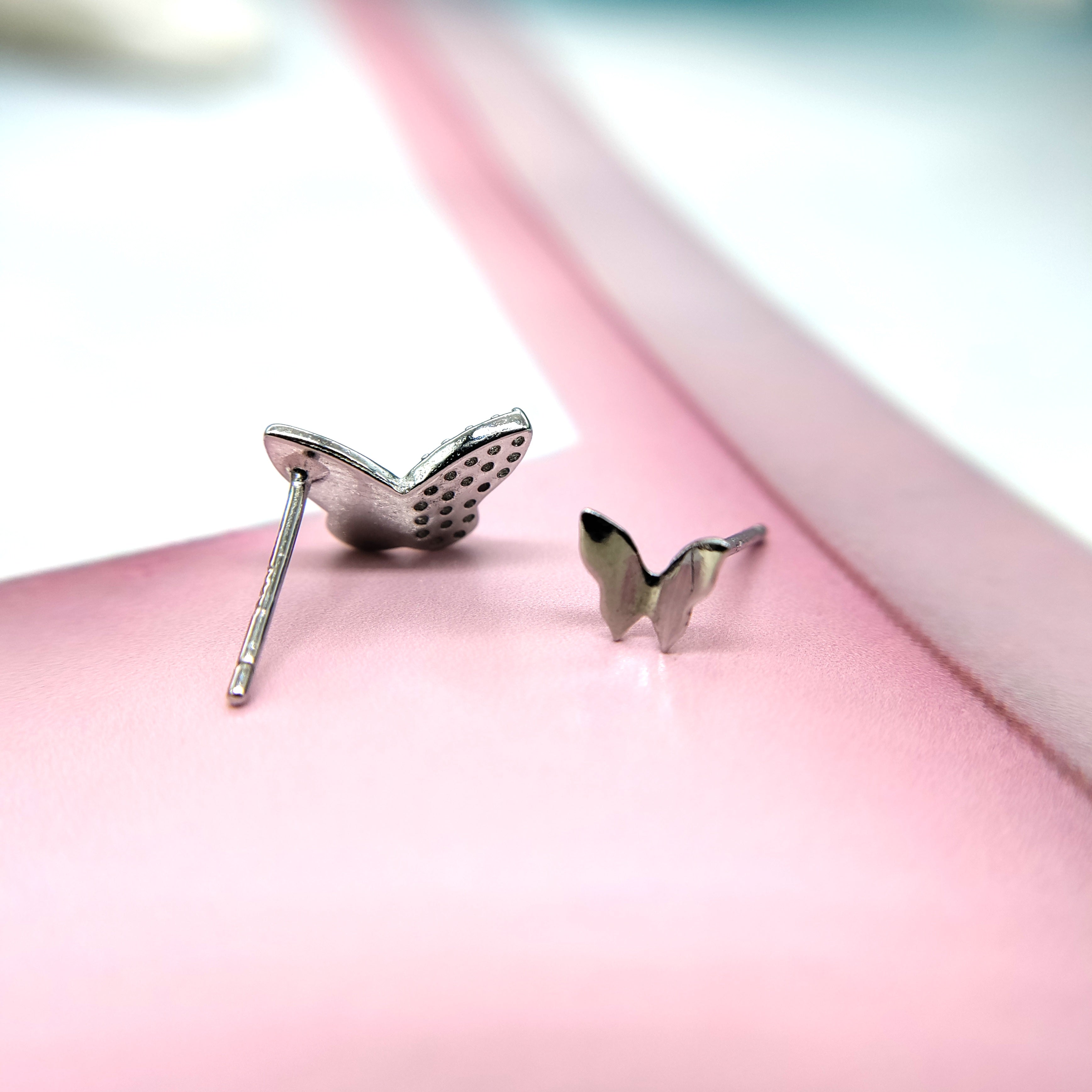 925 Sterling Silver Earrings Twin Butterfly Earrings Asymmetric Stud Earring for Women