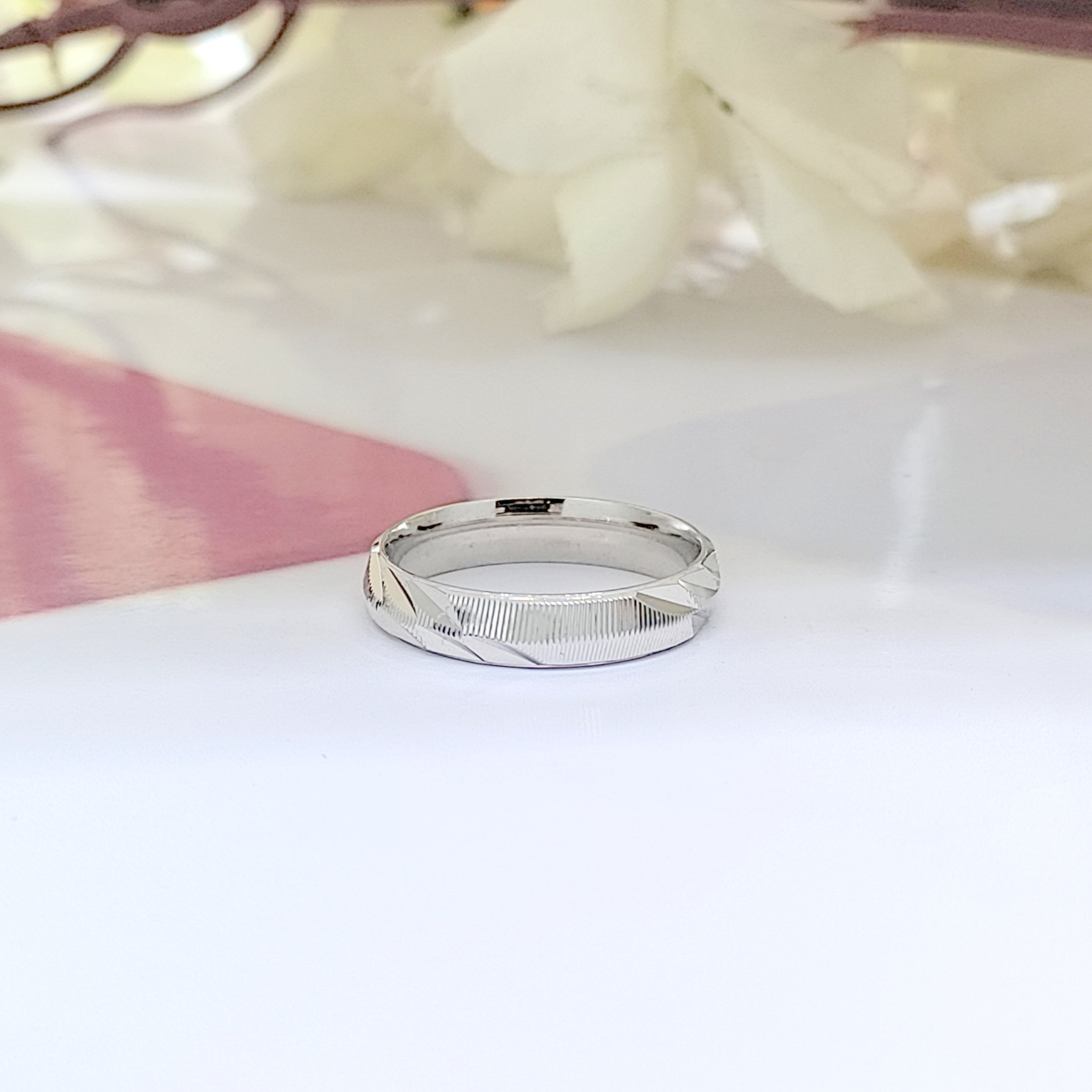 925 Silver Ring Stylish Verticle Lines Ring for Women (Size 12)