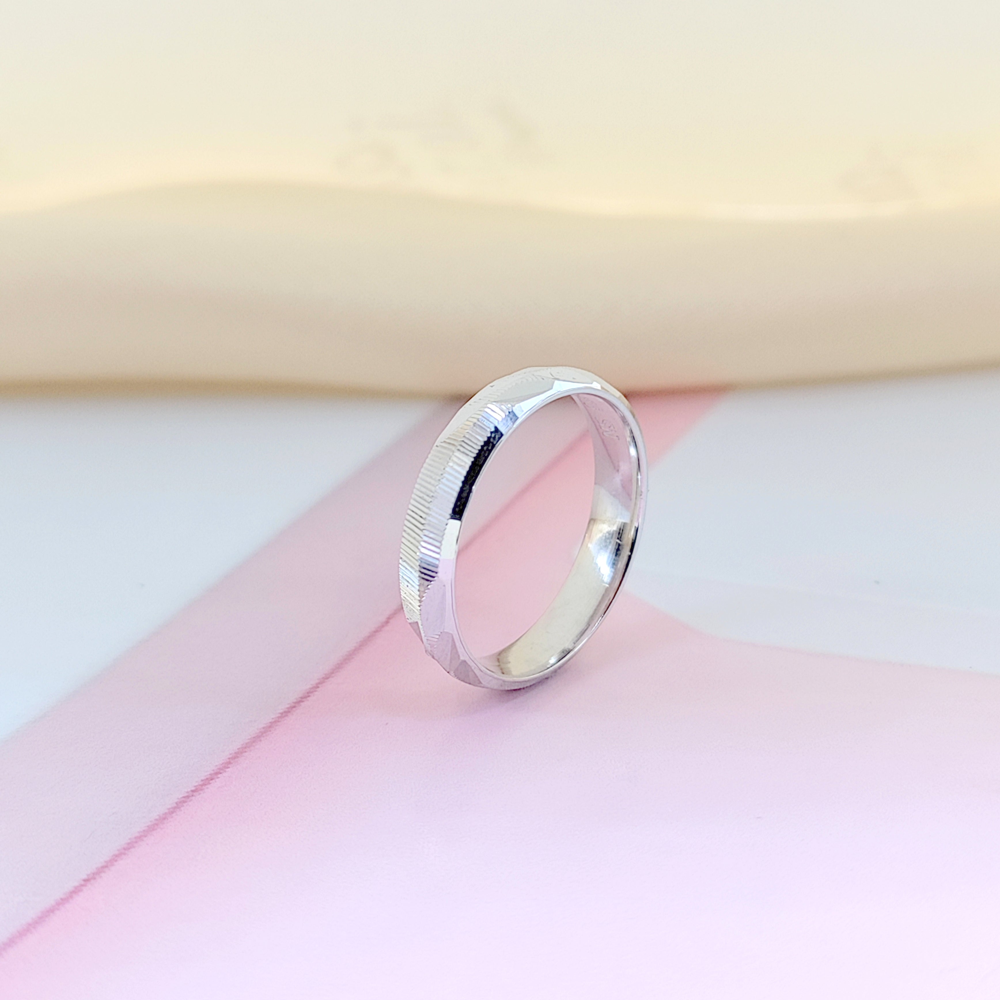 925 Silver Ring Stylish Verticle Lines Ring for Women (Size 12)