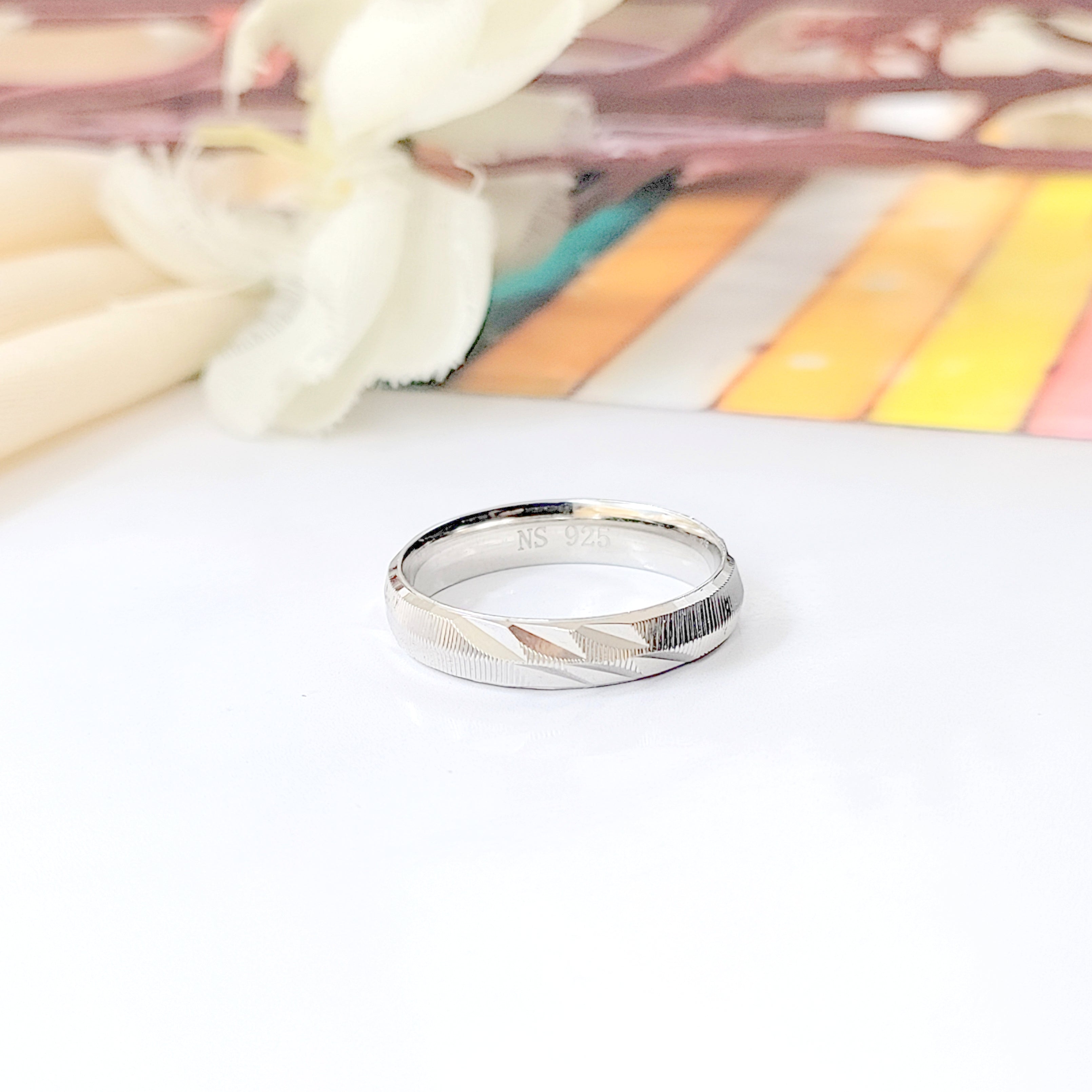 925 Silver Ring Stylish Verticle Lines Ring for Women (Size 12)