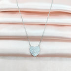 Valentines Day Gift 925 Sterling Silver Heart Pendant Unisex Cubic Zirconia Necklace set