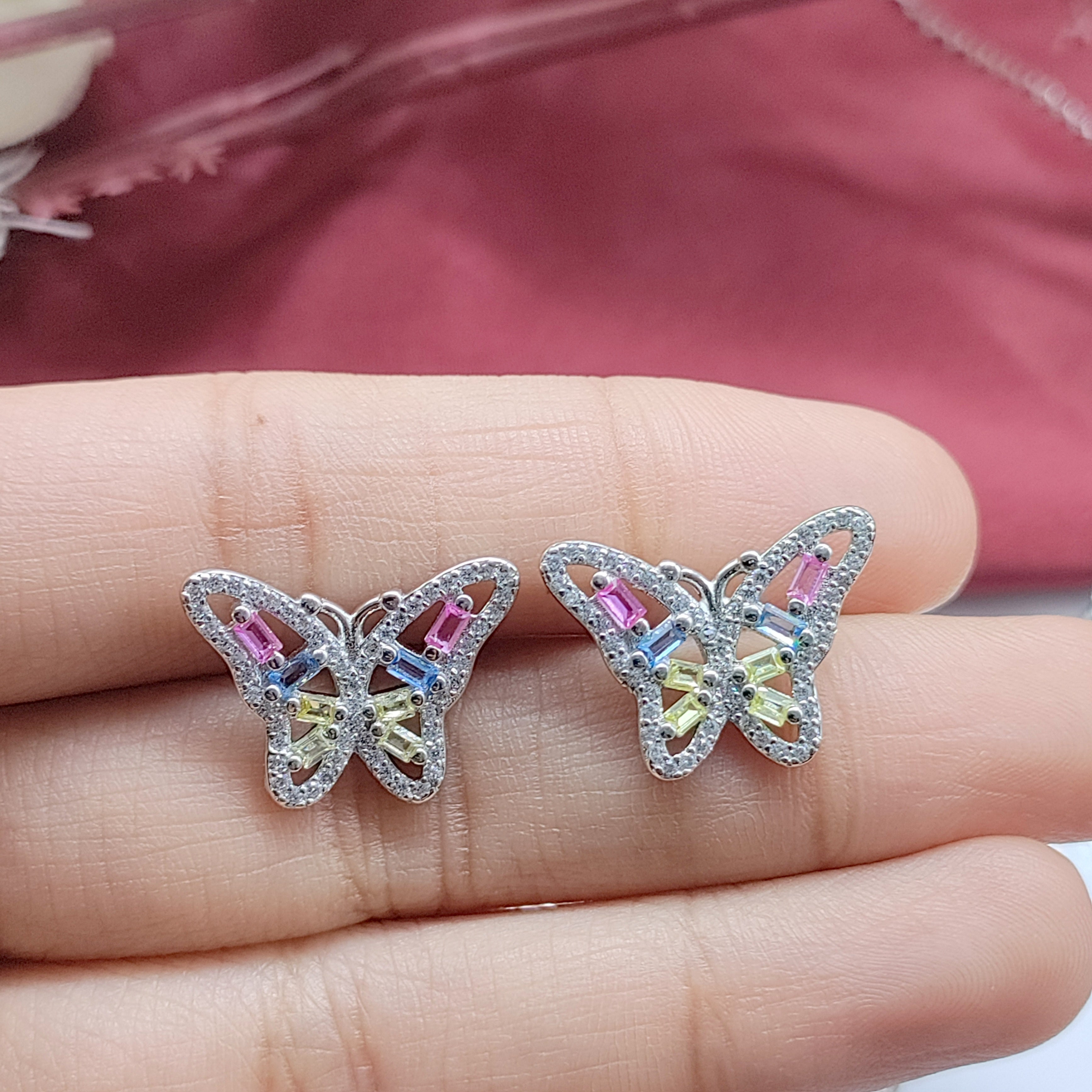 Beautifull Sparkling CZ Butterly Necklace,Earrings,Adjustable Ring Set for Wedding,Engagment in 925 Sterling Silver Minimalist Handmade Gift