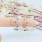 Statement Jewelry Crystal Dotted Hoop Earrings Earrings for Women Minimalist Handmade Gift 925 Sterling Silver-26x26 mm