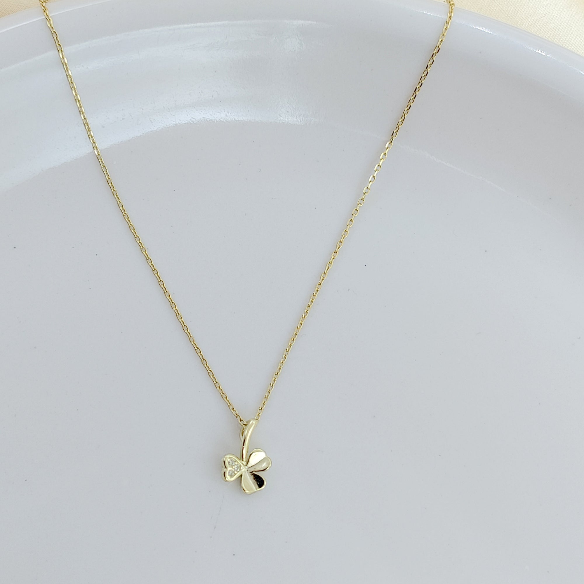 925 Sterling Silver Yellow Gold Colored Tiny Flower Charm Necklace Pendant set Lovely Minimalist Handmade Gift