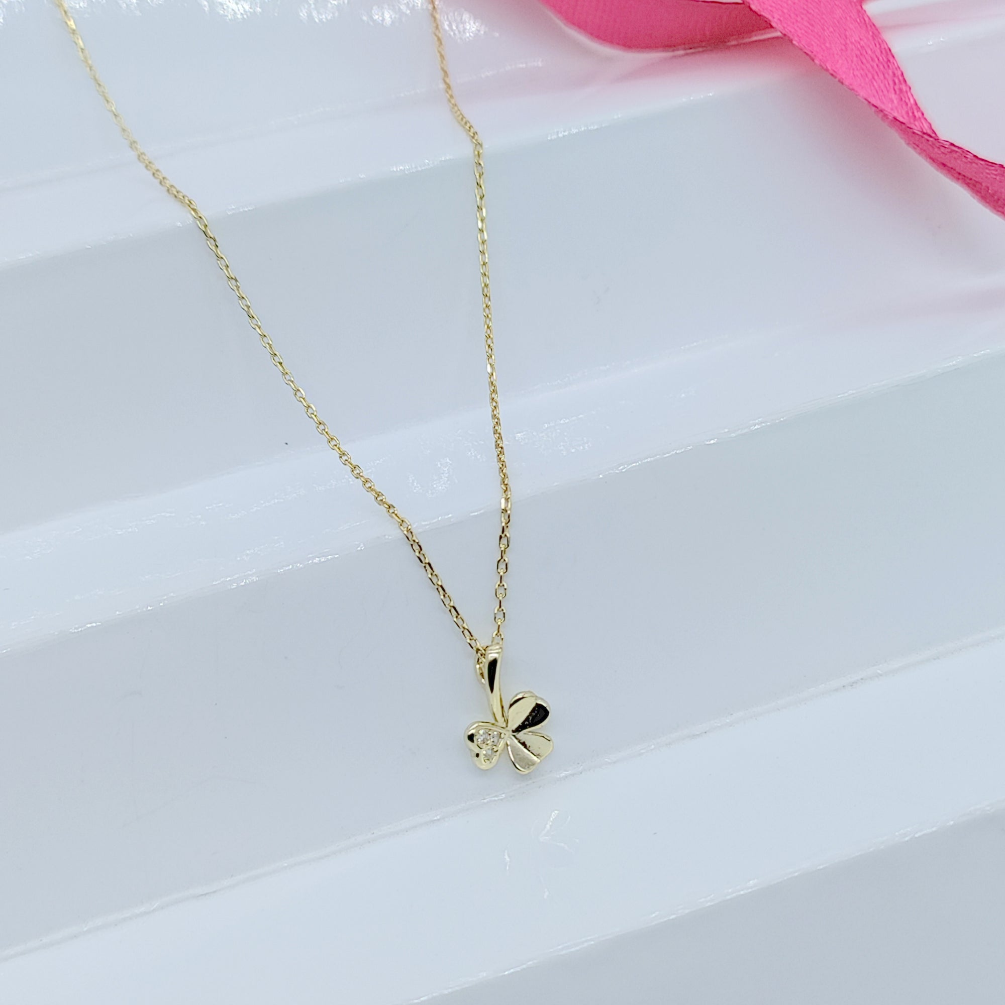925 Sterling Silver Yellow Gold Colored Tiny Flower Charm Necklace Pendant set Lovely Minimalist Handmade Gift