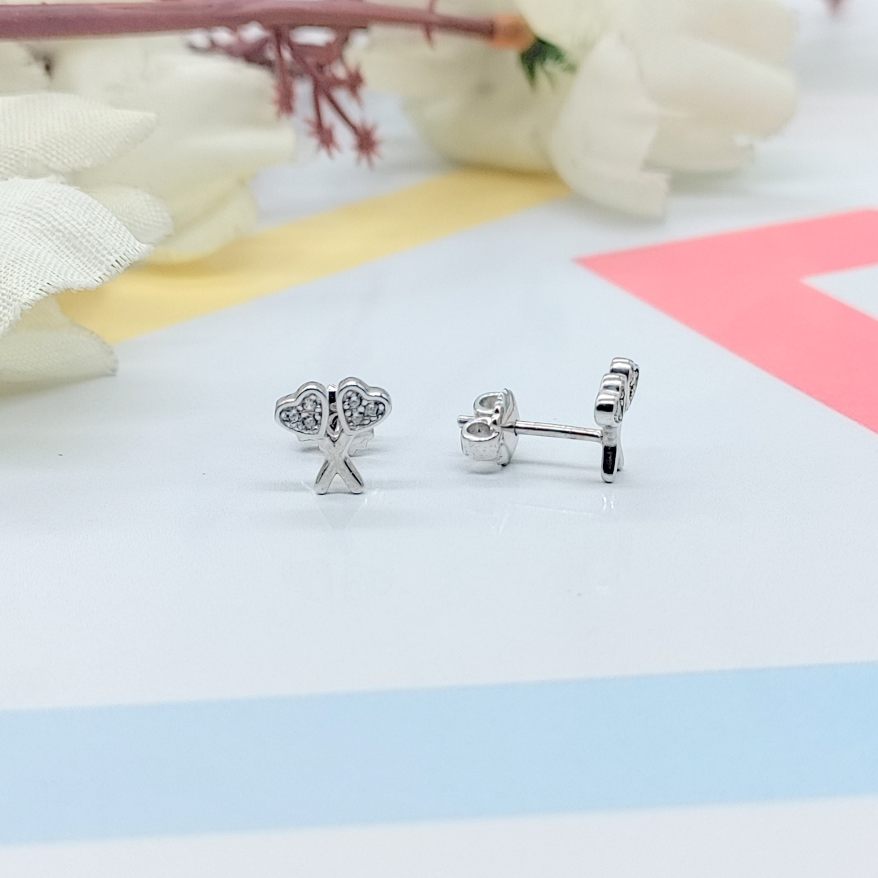 925 Sterling Silver Unique Heart Scissor Stud Hair Stylist Earring CZ Diamond Anniversary Gift Minimalist Handmade Studs with Push Back