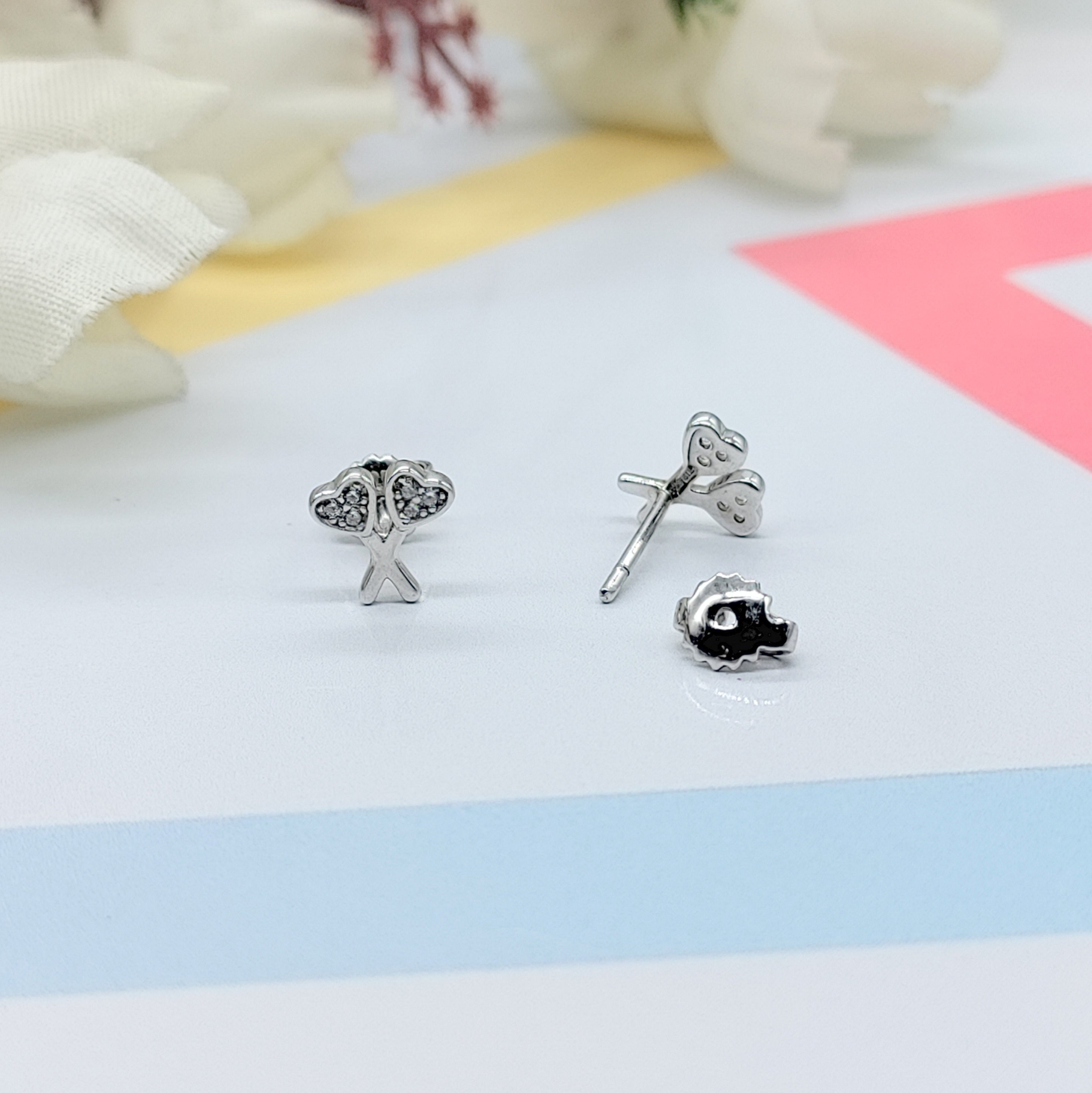 925 Sterling Silver Unique Heart Scissor Stud Hair Stylist Earring CZ Diamond Anniversary Gift Minimalist Handmade Studs with Push Back