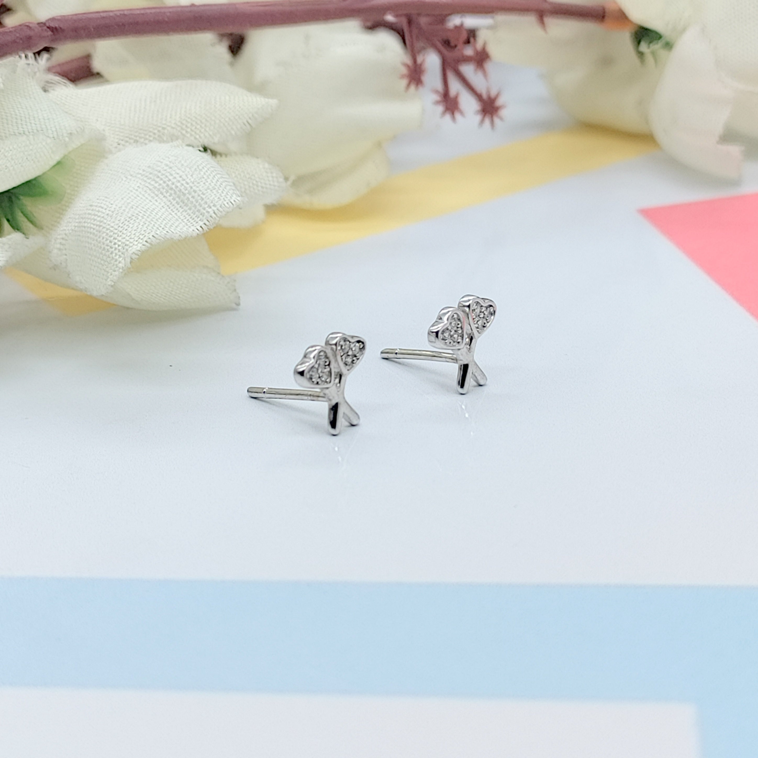 925 Sterling Silver Unique Heart Scissor Stud Hair Stylist Earring CZ Diamond Anniversary Gift Minimalist Handmade Studs with Push Back