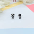 925 Sterling Silver Sparkle Star Studs Earrings CZ Diamonds Starburst Stud