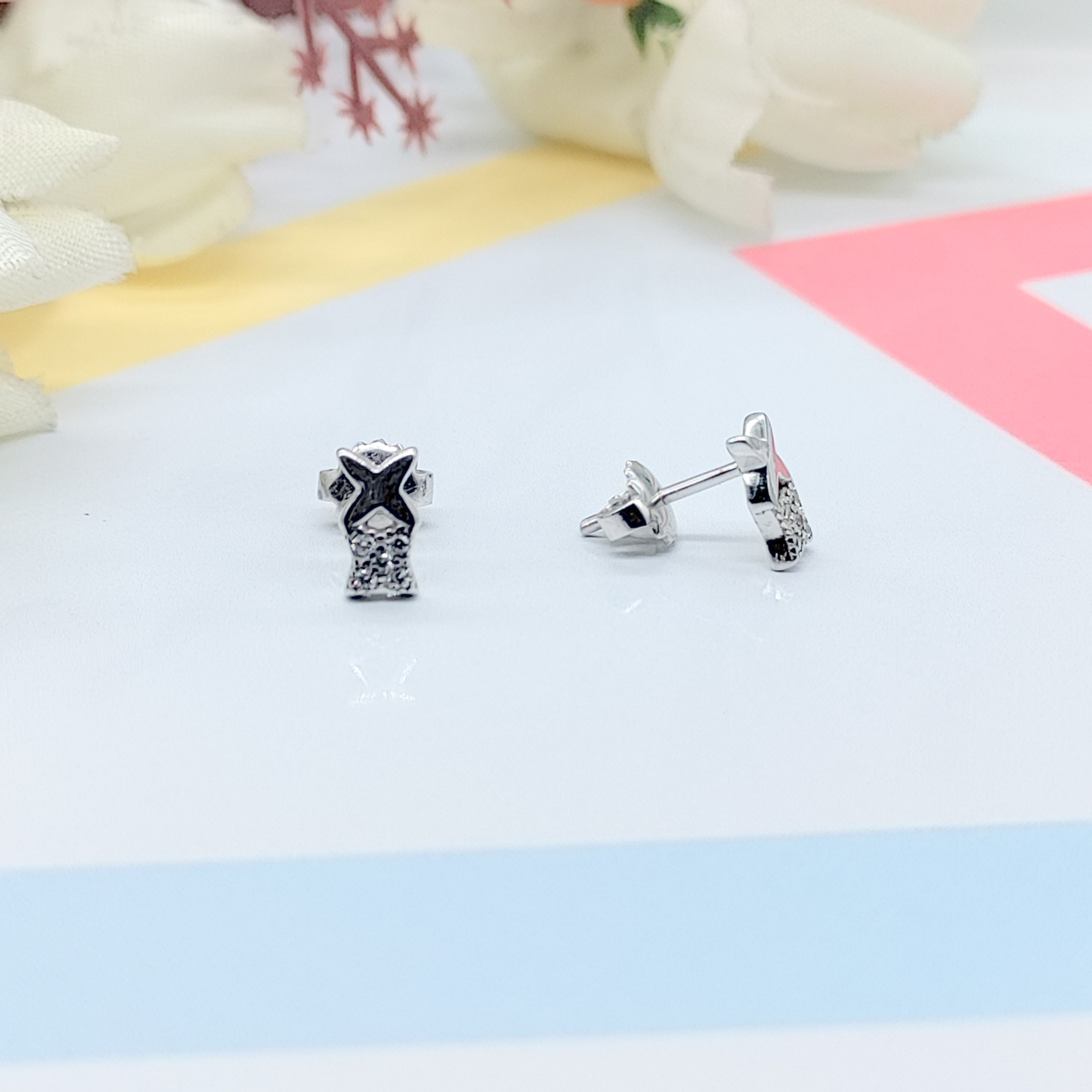 925 Sterling Silver Sparkle Star Studs Earrings CZ Diamonds Starburst Stud