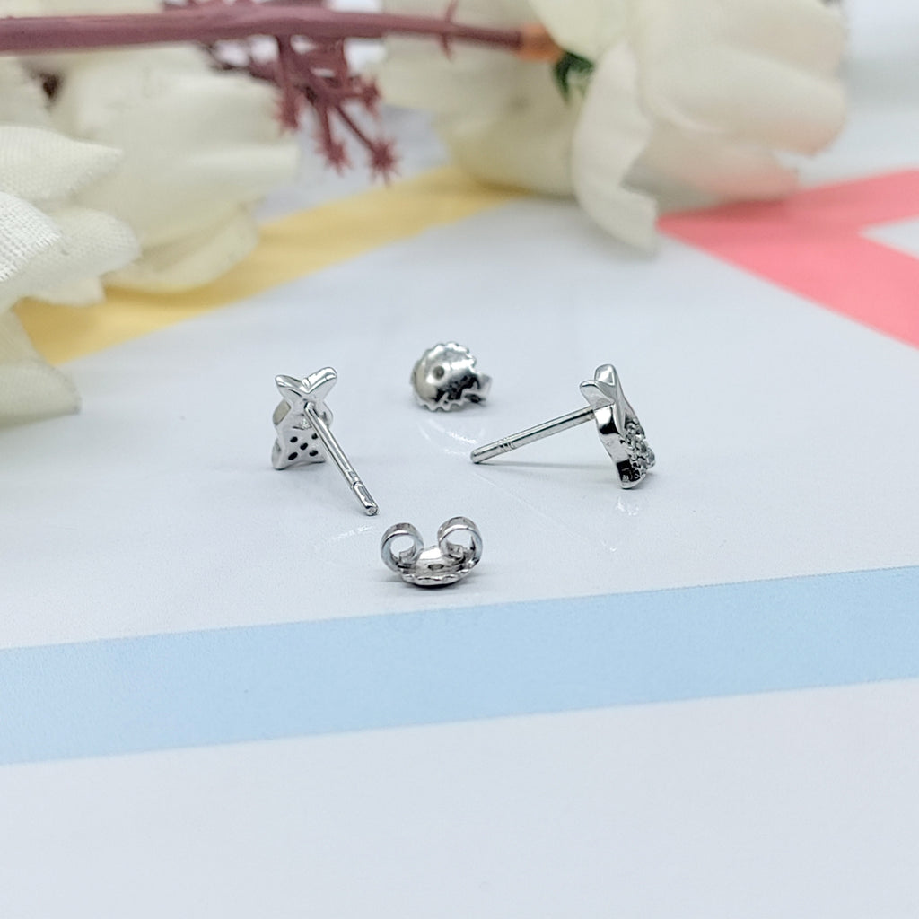 925 Sterling Silver Sparkle Star Studs Earrings CZ Diamonds Starburst Stud