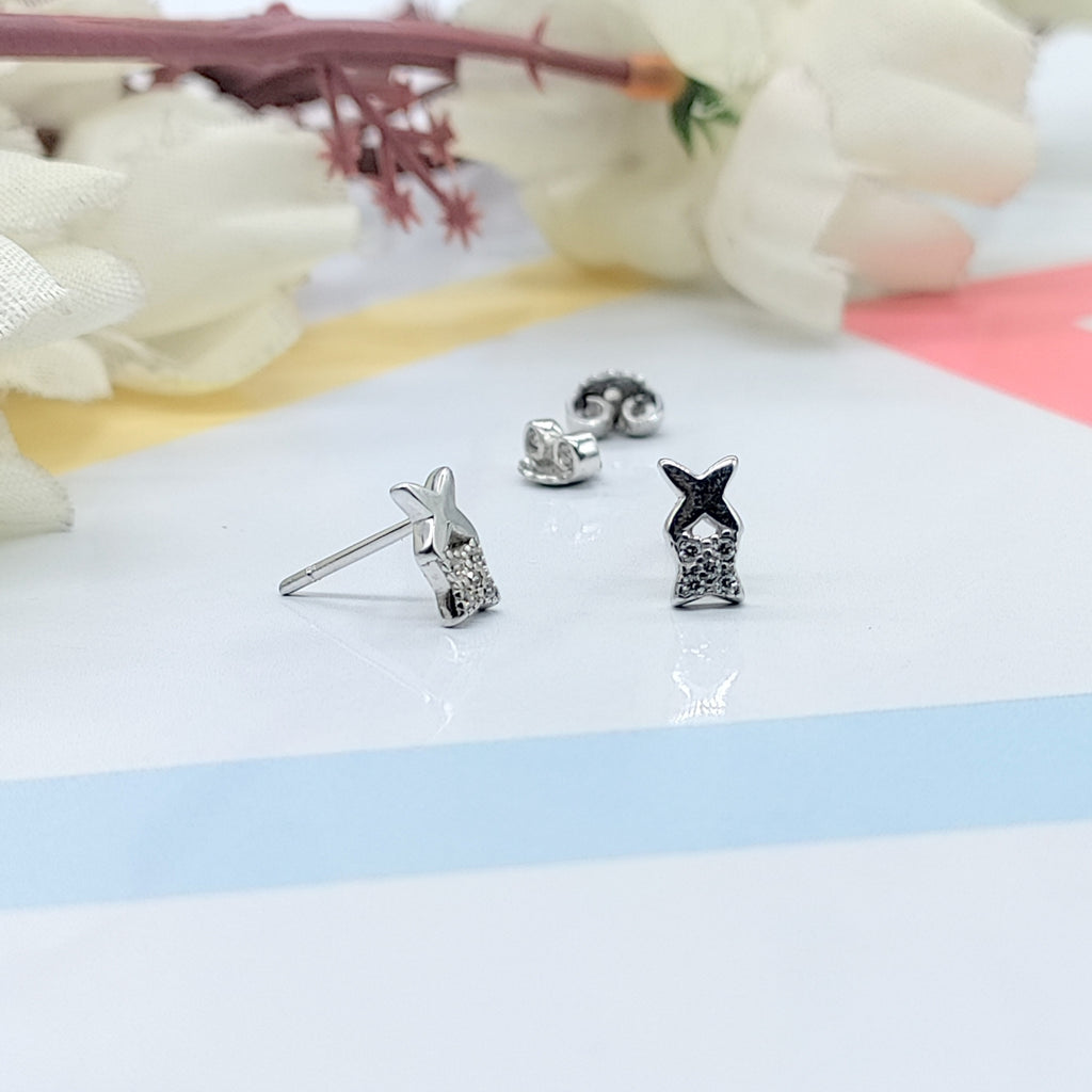 925 Sterling Silver Sparkle Star Studs Earrings CZ Diamonds Starburst Stud