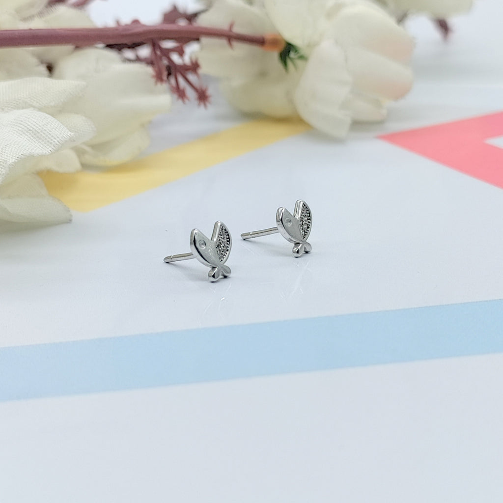 925 Sterling Silver Funky Fish with Open Mouth Earrings CZ Diamonds