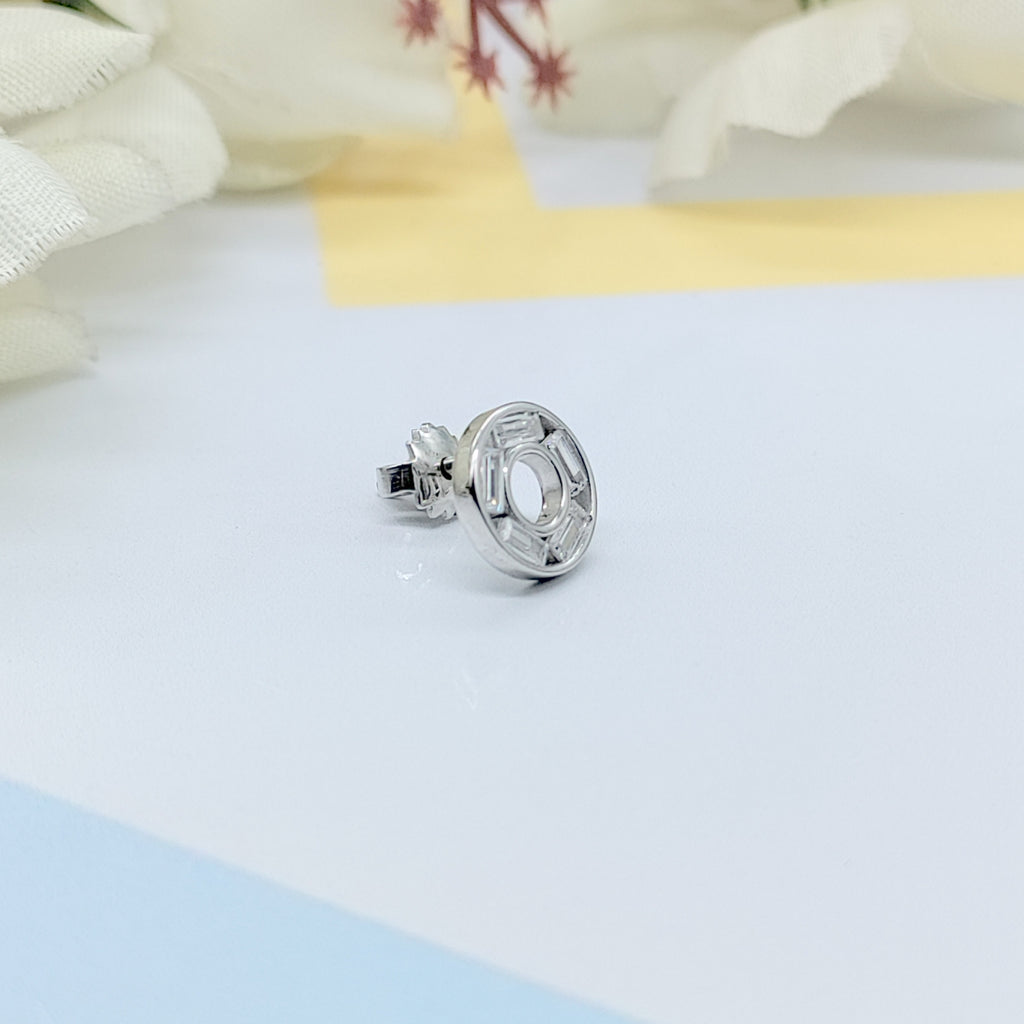 Sterling Silver 925 Circle Studs Round Earrings Every Day Wear Unisex CZ Diamonds Minimalist Handmade Gift Studs with Push back