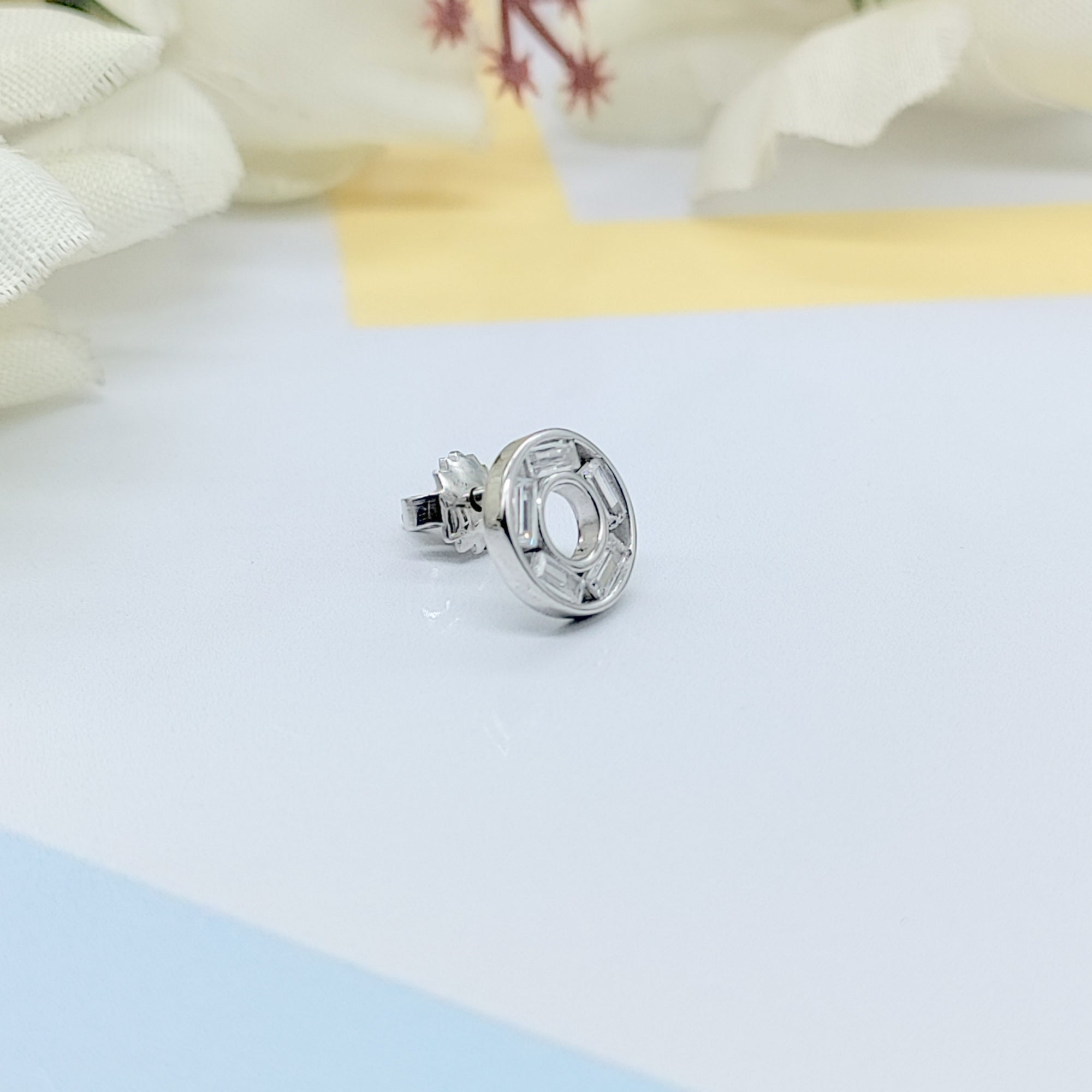Sterling Silver 925 Circle Studs Round Earrings Every Day Wear Unisex CZ Diamonds Minimalist Handmade Gift Studs with Push back