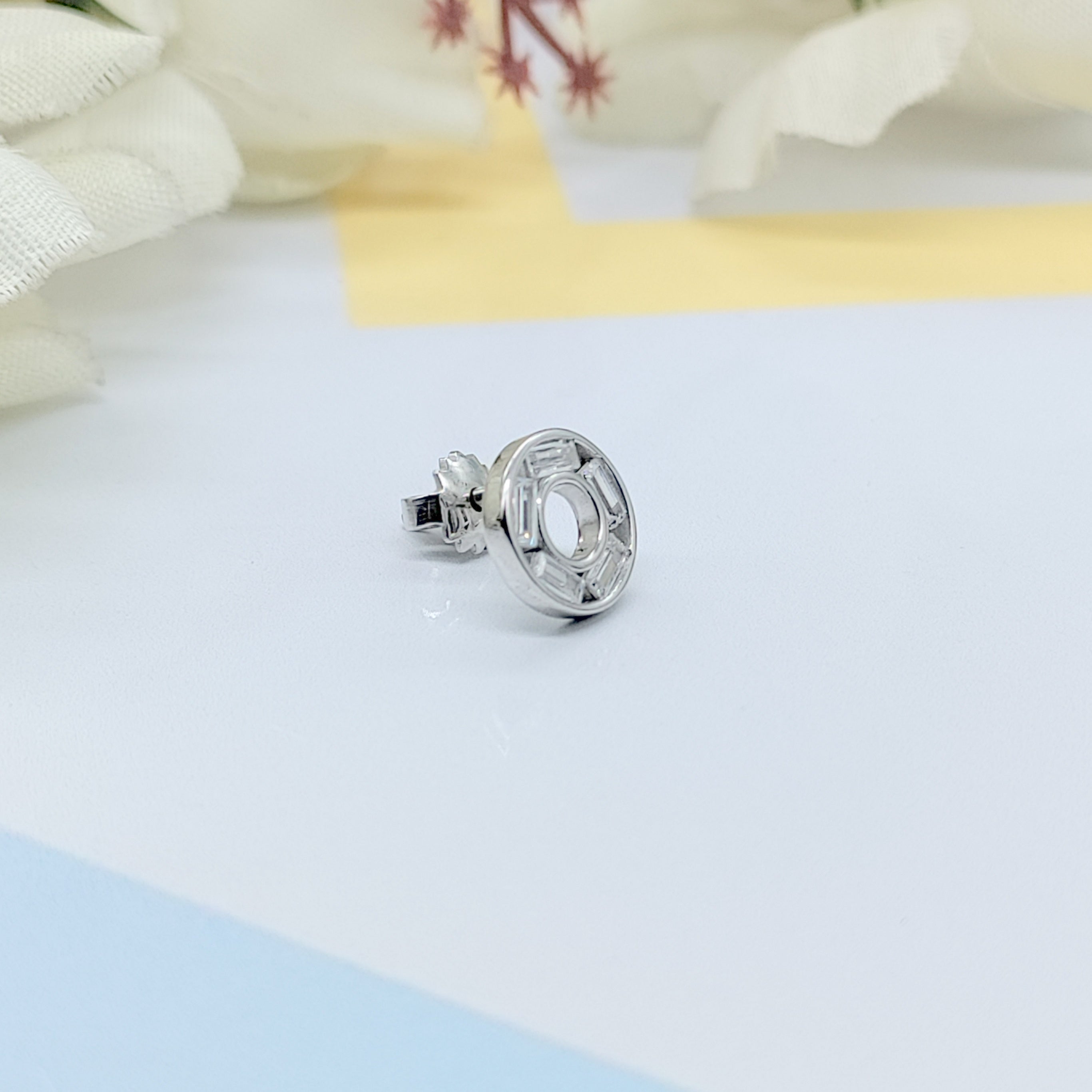 Sterling Silver 925 Circle Studs Round Earrings Every Day Wear Unisex CZ Diamonds Minimalist Handmade Gift Studs with Push back