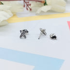 Sterling Silver 925 Cross X Design Stud Earrings Every Day Wear CZ Diamonds Minimalist Handmade Gift Studs with Push back