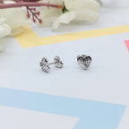 925 Sterling Silver Dainty Little Heart Stud Earrings Cubic Zirconia Minimalist Handmade Cute Bridesmaid Gift Studs with Push back