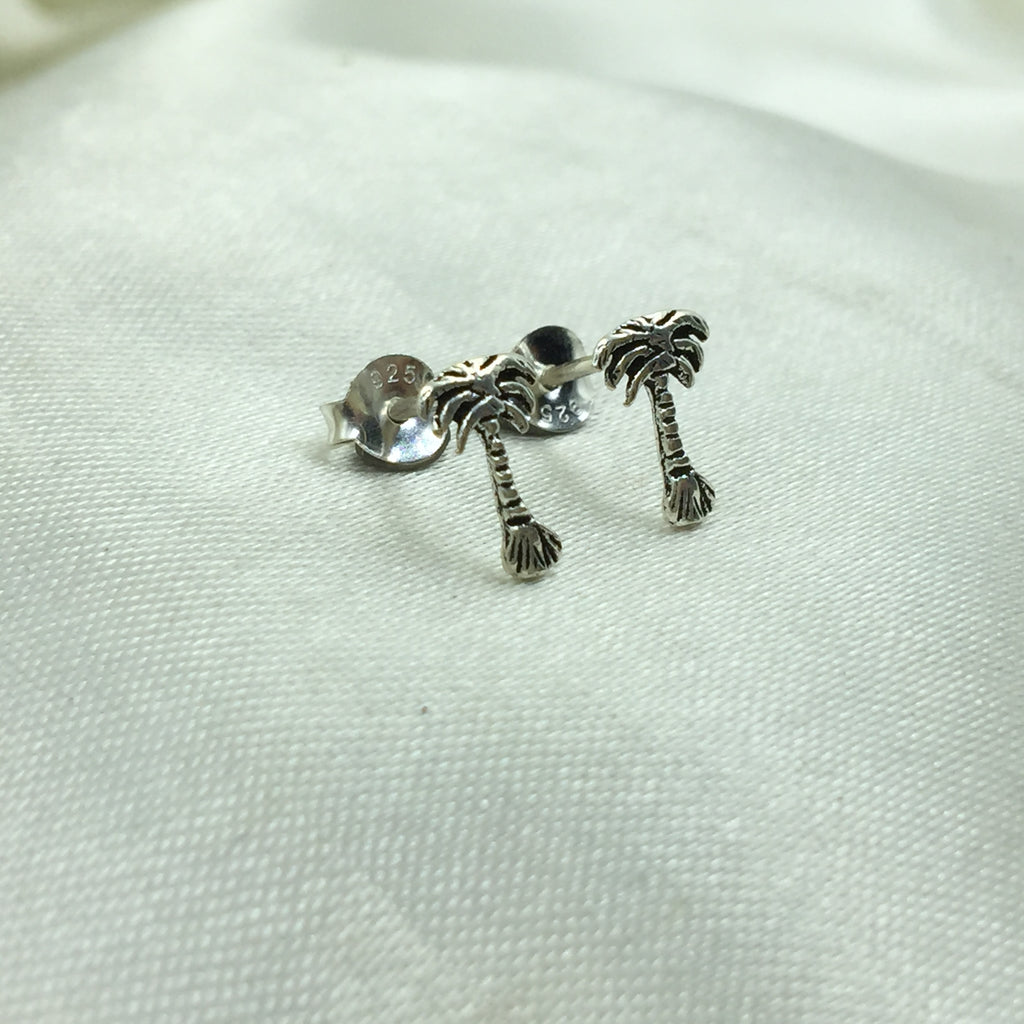 925 Sterling silver Palm Tree Studs Earrings Dainty Earrings Beach Jewelry Minimalist Handmade Gift Studs with Pushback