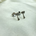 925 Sterling silver Palm Tree Studs Earrings Dainty Earrings Beach Jewelry Minimalist Handmade Gift Studs with Pushback