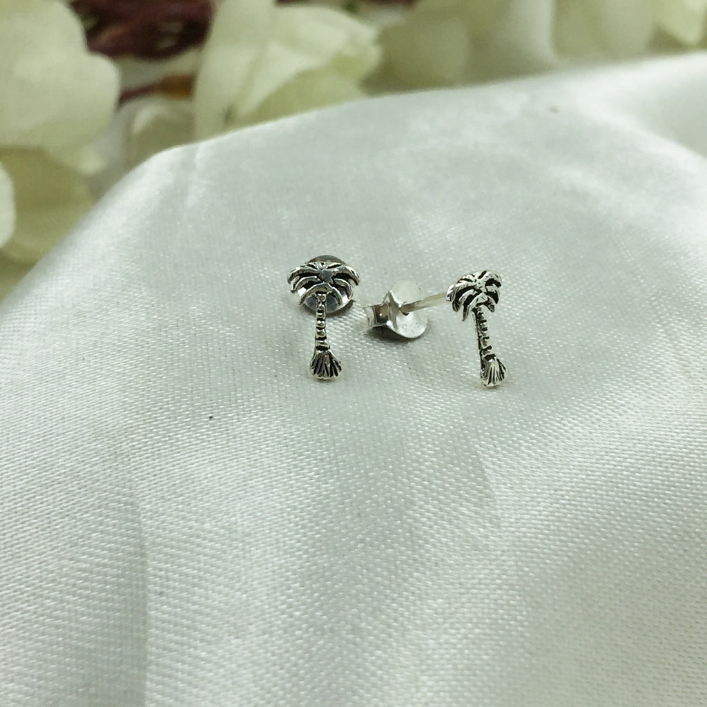925 Sterling silver Palm Tree Studs Earrings Dainty Earrings Beach Jewelry Minimalist Handmade Gift Studs with Pushback