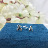 925 Sterling silver Triskele Viking Stud Earrings Celtic Spiral Viking Jewelry Minimalist Handmade Gift Studs with Pushback